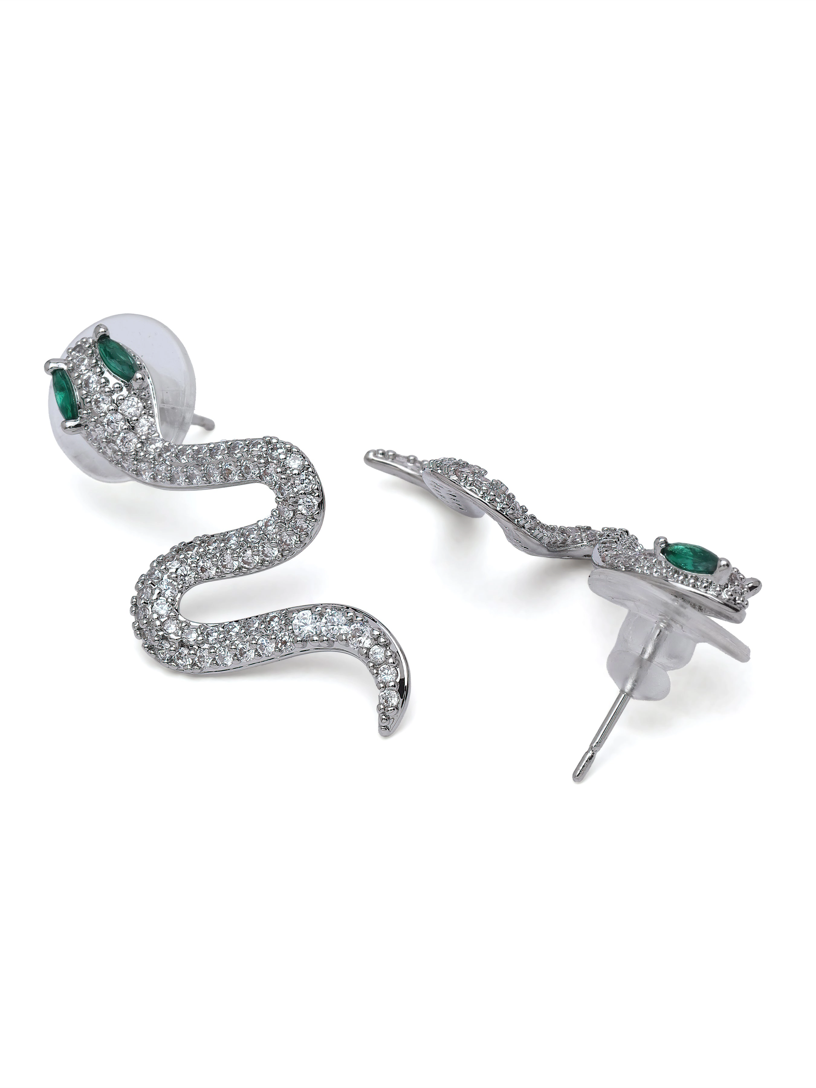 AGP PARIS Womens Pavé Serpent Stud Earrings