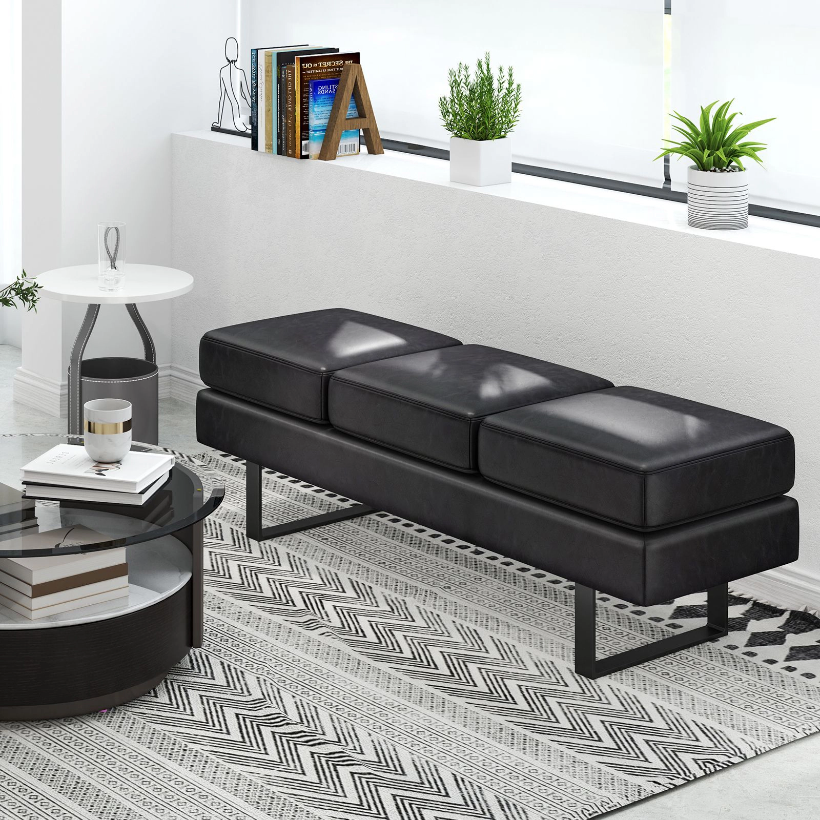 SlickBlue Reception Waiting Bench with Upholstered Cushion