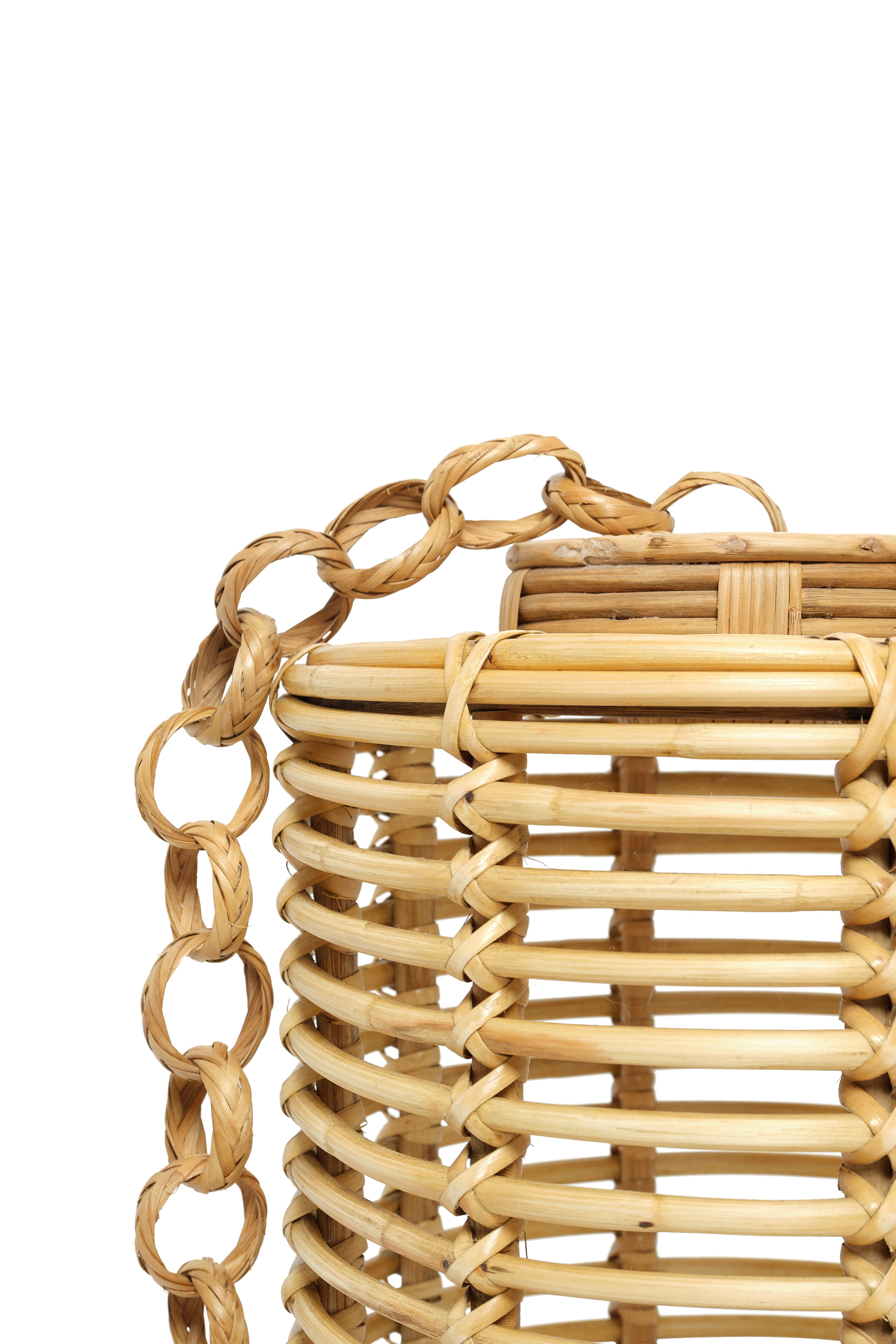 Wicker Village Oval Rattan Lampshade, Natural Finish, 11 x 11 x 21 for Home Décor