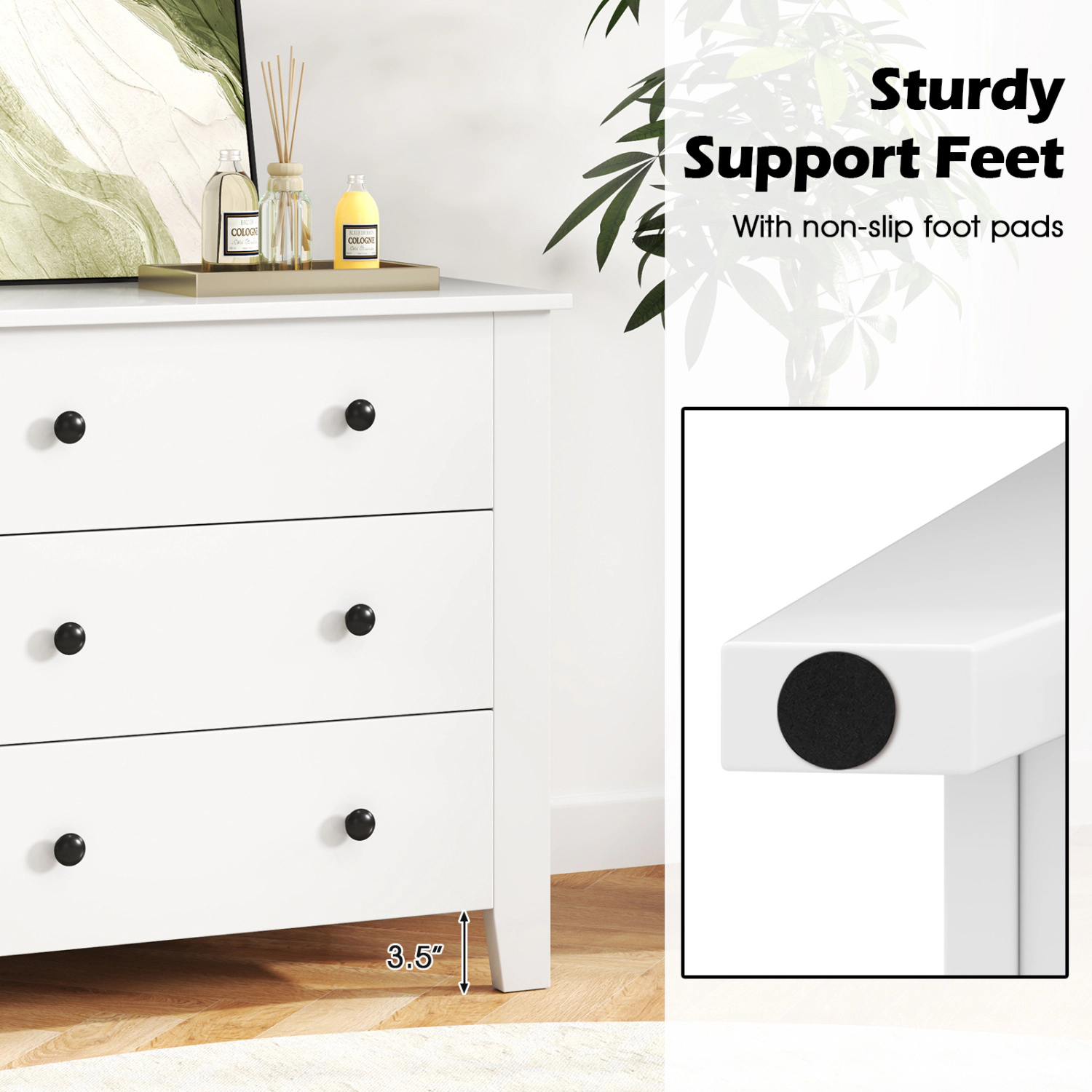 LJG 2-Pack 3 Drawer Dresser Chest of Drawers Bedside Table
