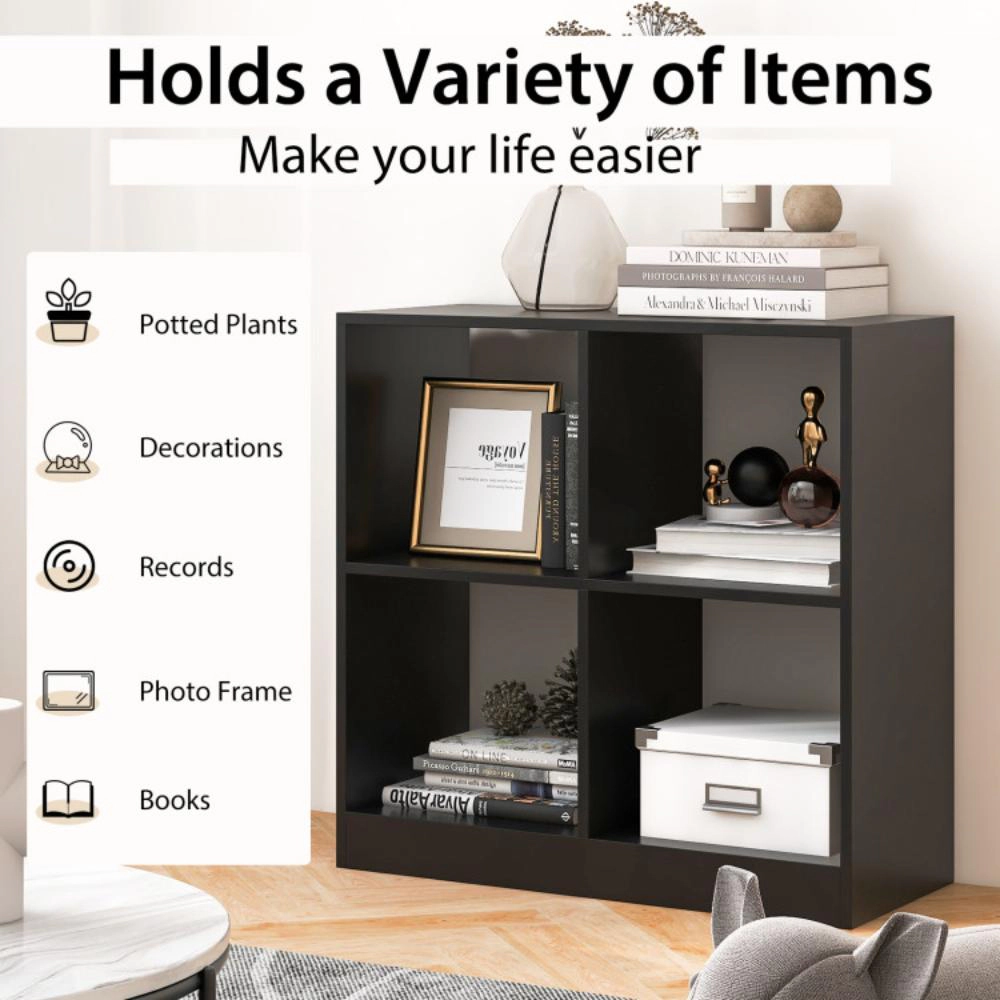 Hivvago 4-Cube Kids Bookcase Freestanding with Open Shelves