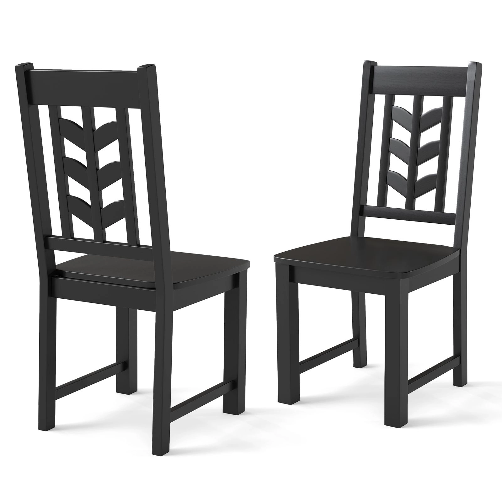 SlickBlue Set of 2 Wooden Dining Chairs with Leaf-Shape Backrest, High Back