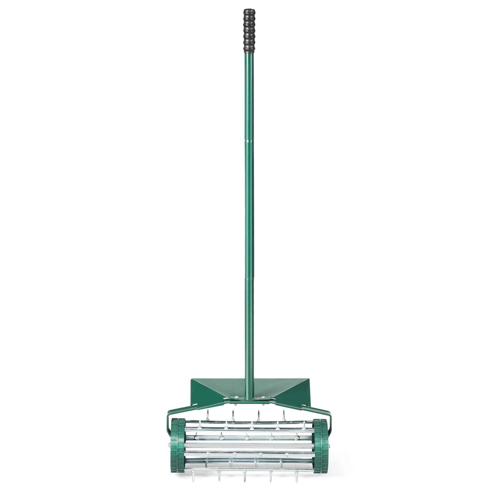 SUGIFT 18-in Rolling Lawn Aerator Spike Roller with 1.2-in Nails Splash Guard and Rubber Grip Handle