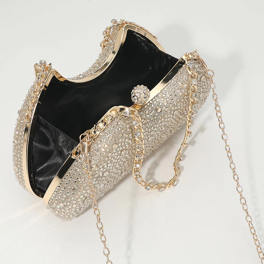 FASHNZFAB Crystal Embellished Evening Clutch Bag