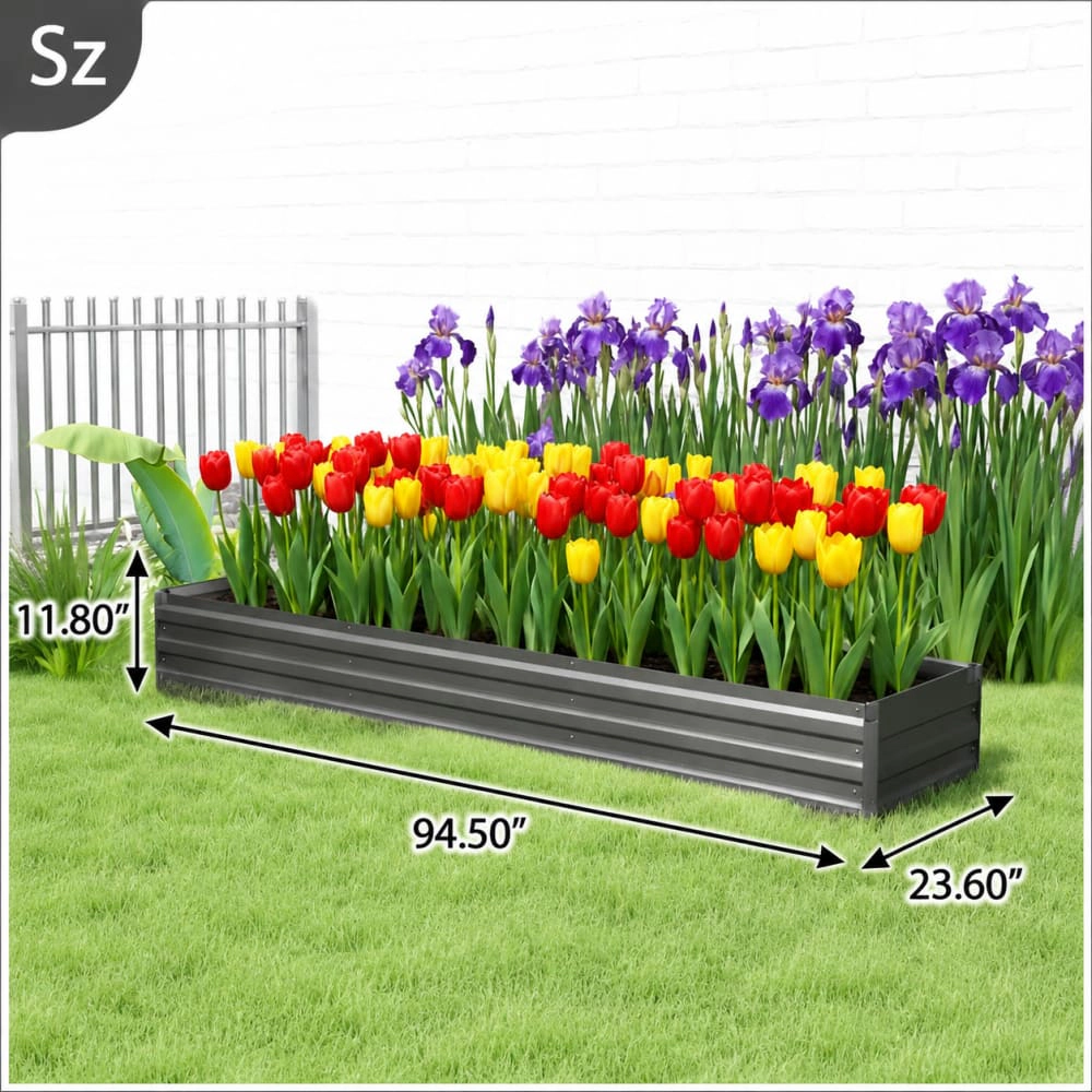 WOW PIONEER Long Rectangular Steel Raised Planter Box