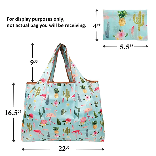 Wrapables Large Nylon Reusable Shopping Bag for Groceries, Violet Flowers