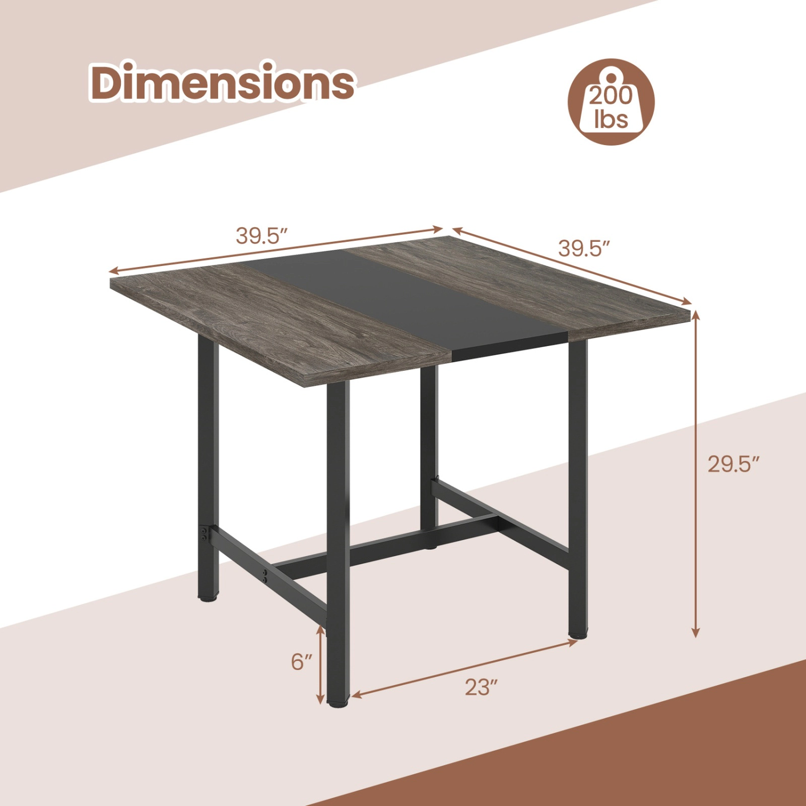 SUGIFT 39.5-in Rustic Brown 200-lb Capacity Square Conference Meeting Room Table with Thickened Top
