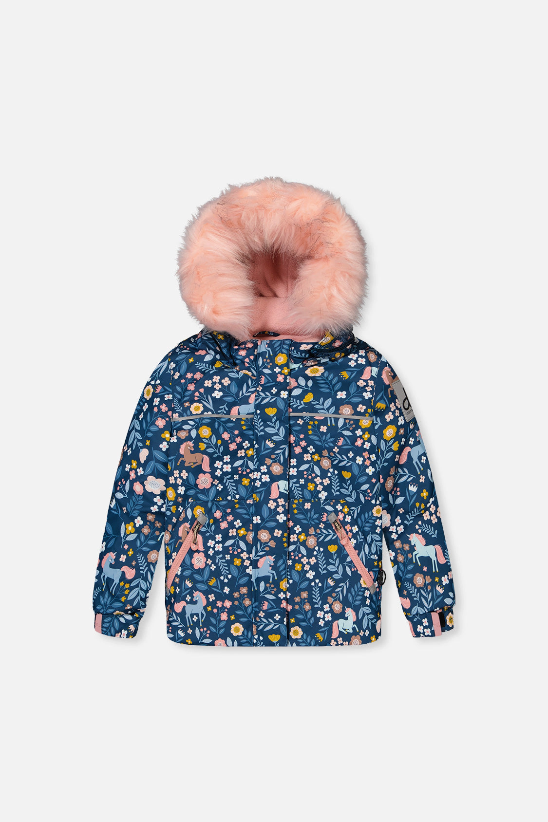 Deux par Girls Unicorn Print Two Piece Discover Snowsuit with Hooded Jacket and Snow Pants
