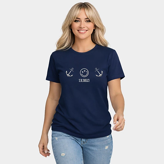 Simply Sage Market - Women's Short Sleeve Graphic T-Shirt - S.W.Smiley Anchor Row