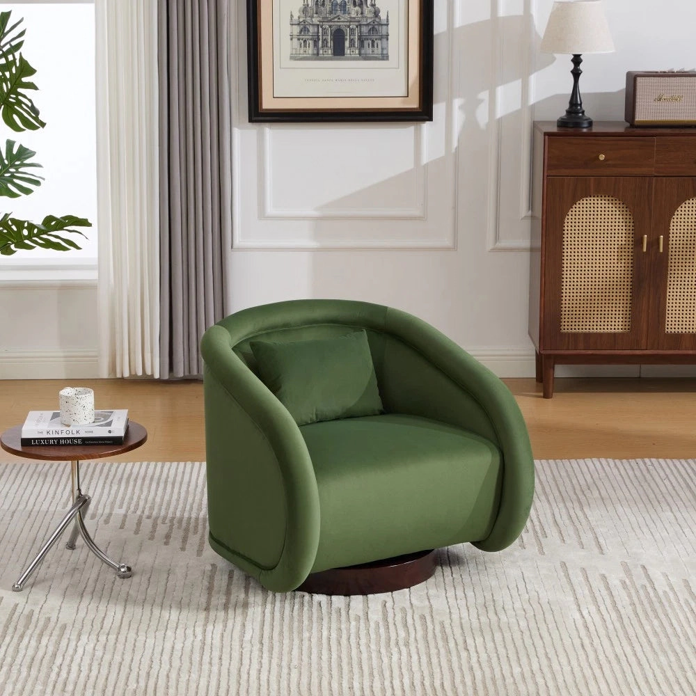 Envelor Luxury Boucle Velvet 360° Swivel Barrel Accent Chair