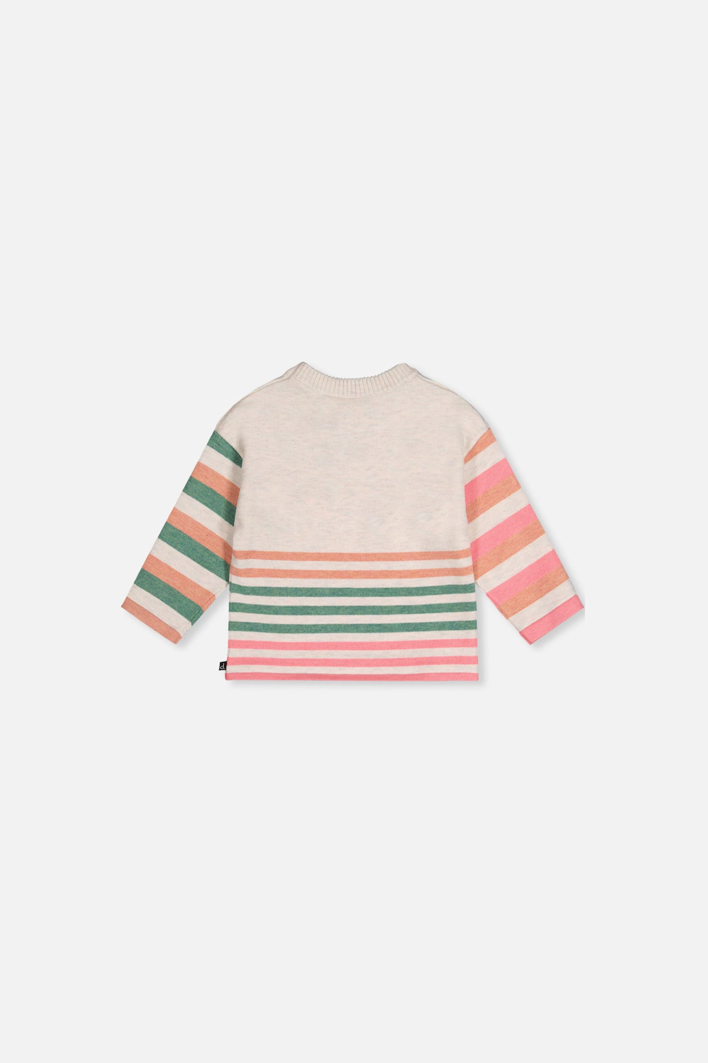 Deux par Girls Cat Appliqué Striped Knitted Sweater