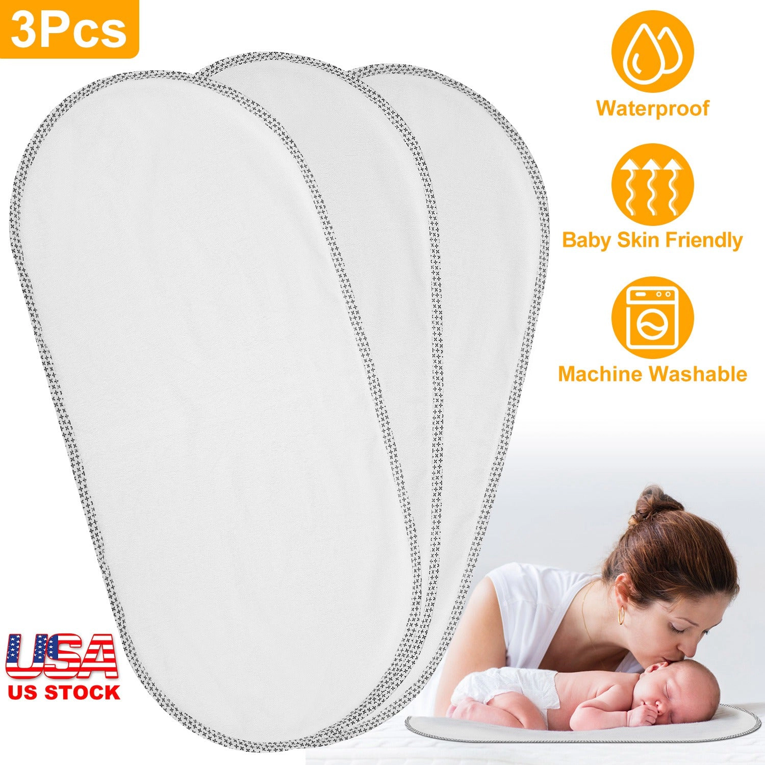 GBruno Kids' Kids' Waterproof Changing Pad Liners 3-Pack