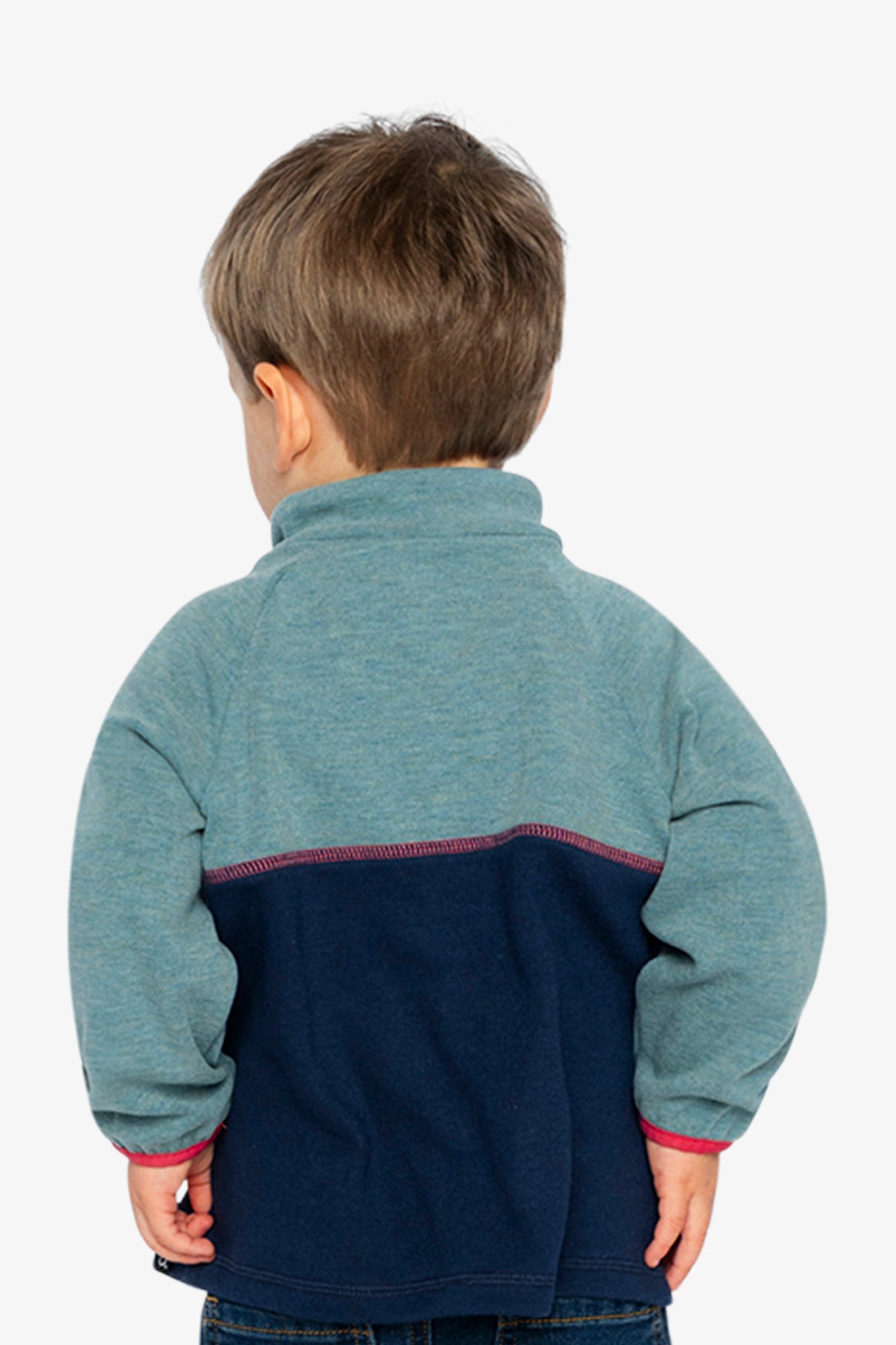 Deux par Boys Quarter Zip Mock Neck Brushed Jersey Top with Side Pockets