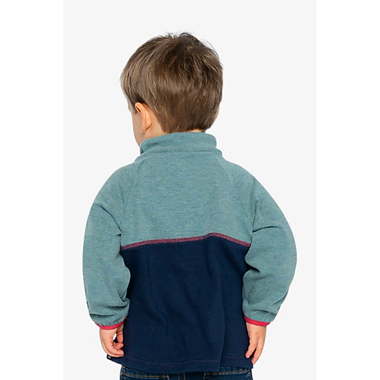 Deux par Deux Boys Quarter Zip Mock Neck Brushed Jersey Top with Side Pockets