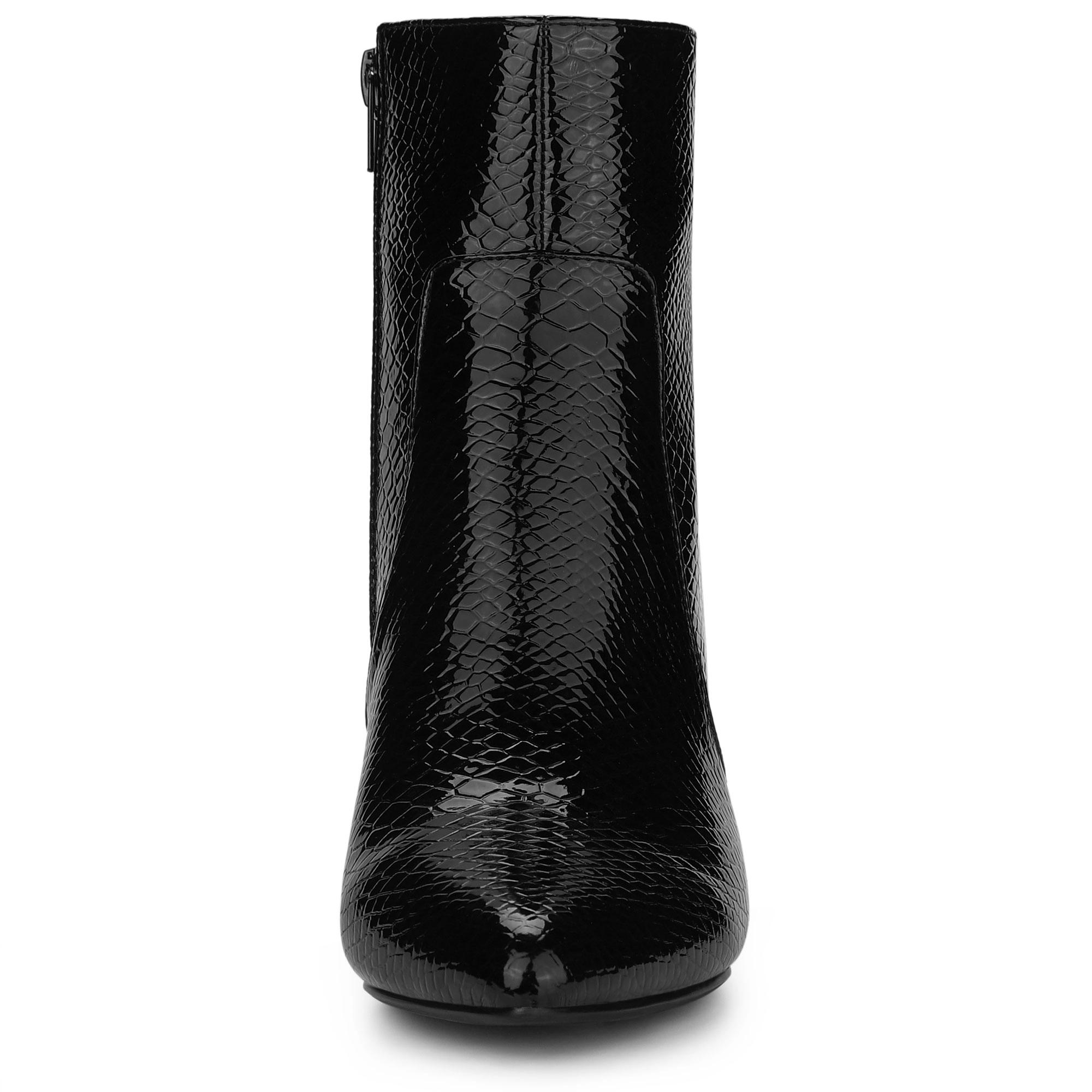 BLISSFUL STEP Women Snakeskin Print Costumes Ankle Boots