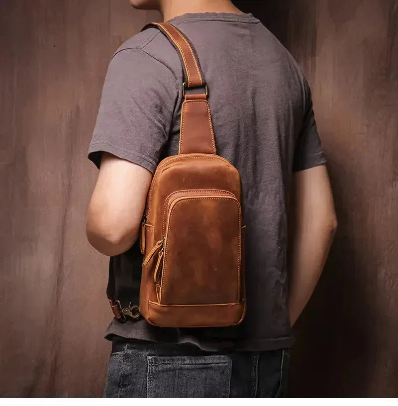 Steel Horse Leather Unisex Erling Leather Sling Bag | Crossbody Leather Pack