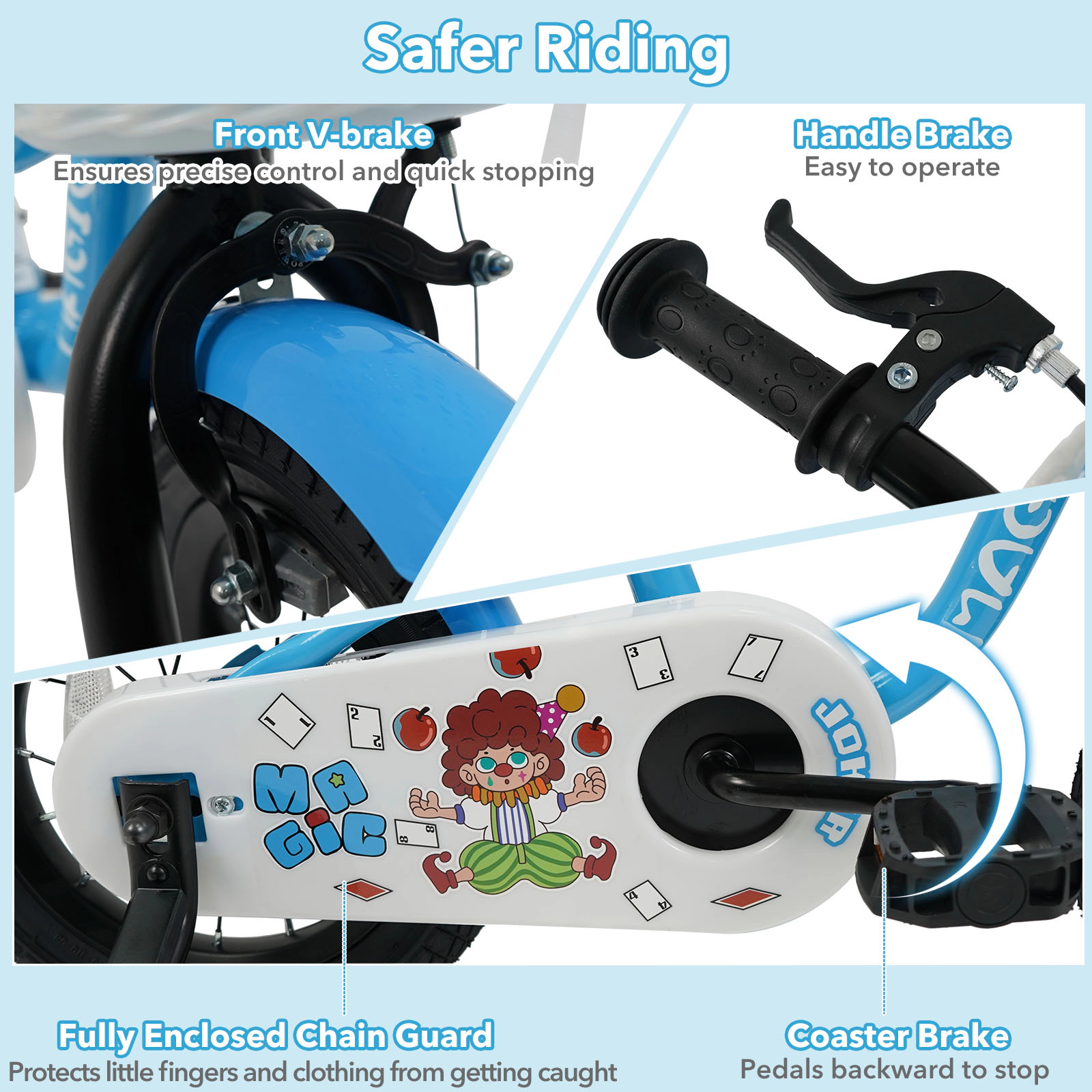 14-in Kids Bike Navy Training Wheels Removable Basket Ages 3-5 Toddler Bicycle Enclosed Chain Guard 110-lb Capacity
