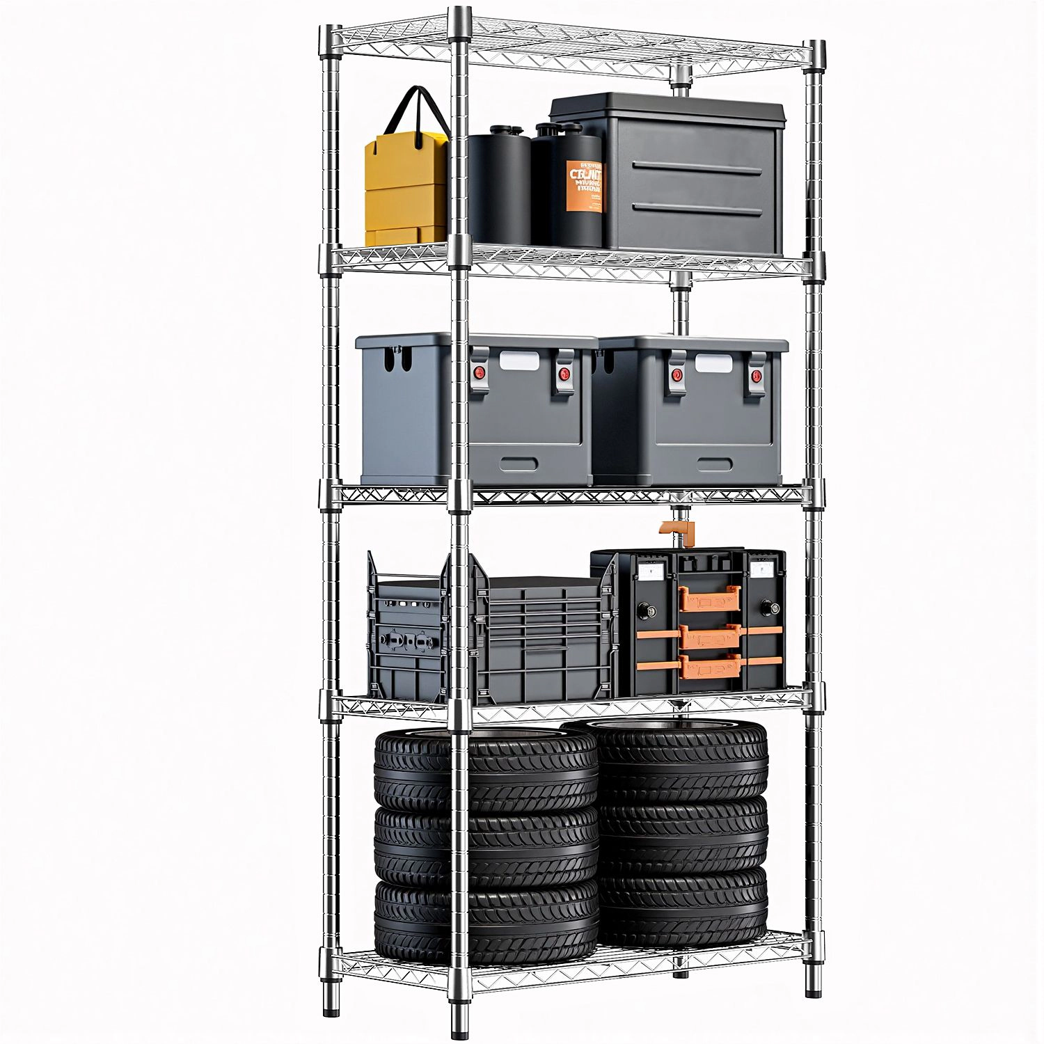 Flynama 5 Tier Utility Wire Shelving 1250 lbs Steel Organizer Rack for Home Kitchen and Office