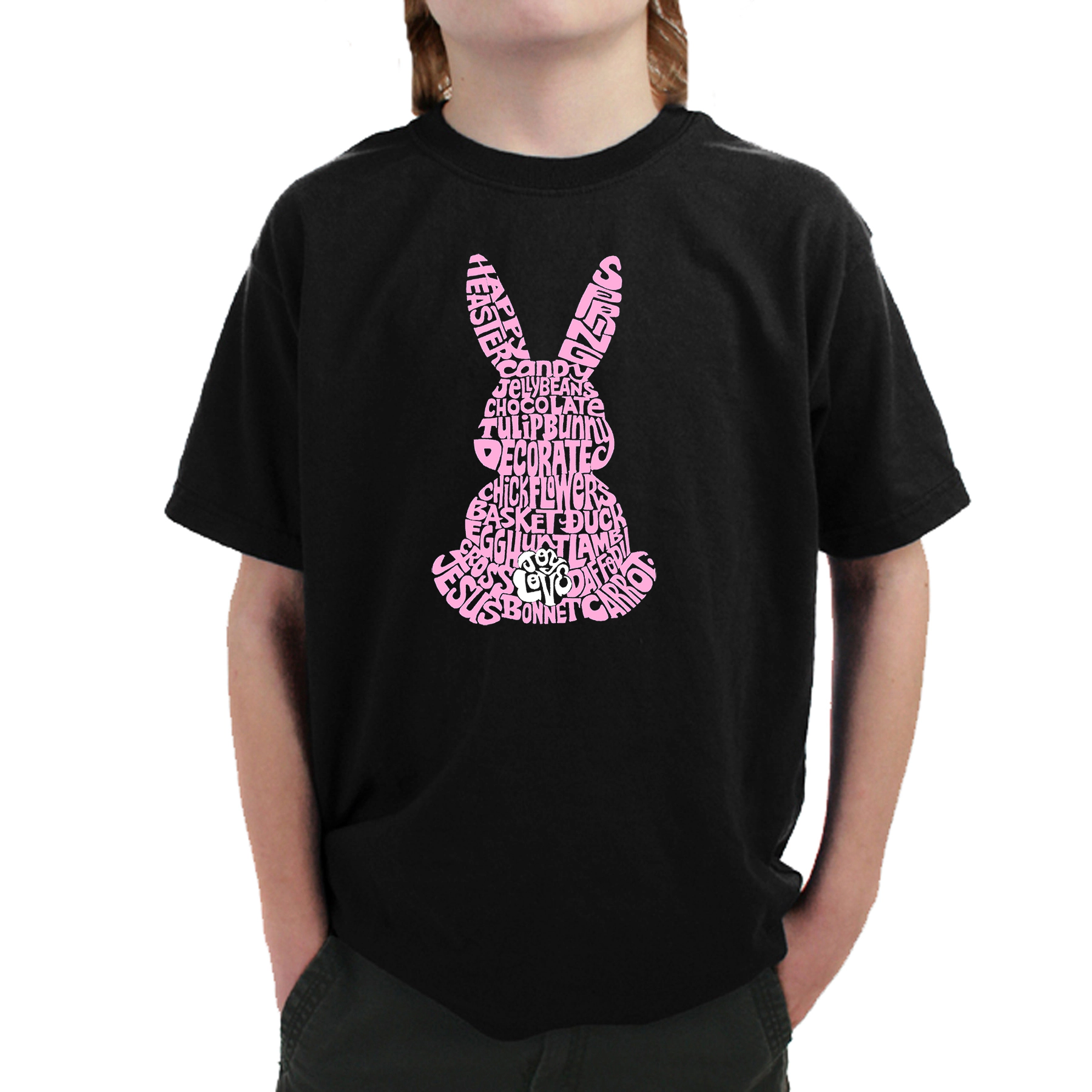 LA Pop Art Boy's Word T-Shirt - Easter Bunny