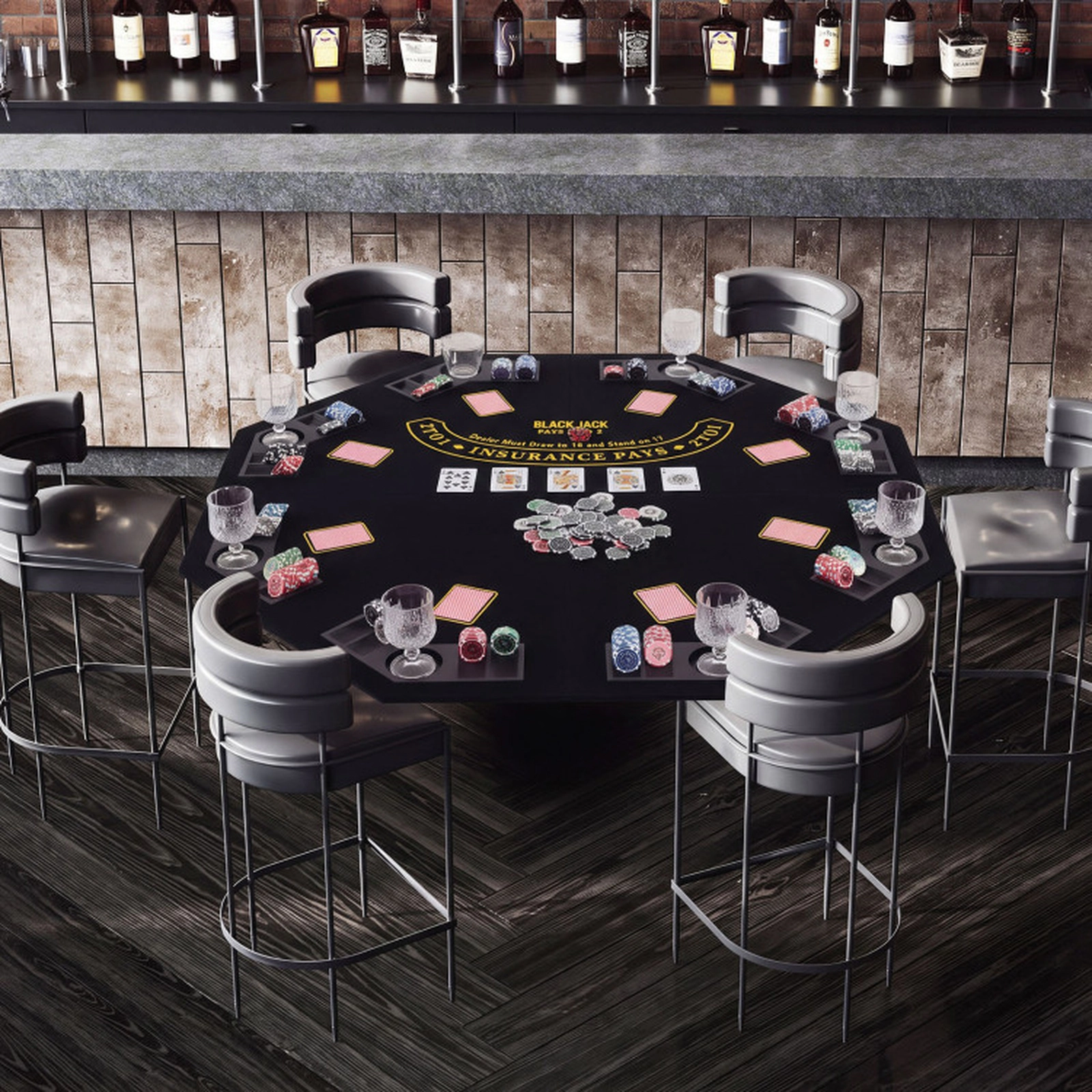 SUGIFT 48-in 8-Player Quad-Fold Portable Poker Table Top with Cup Holders Chip Trays and Carrying Bag