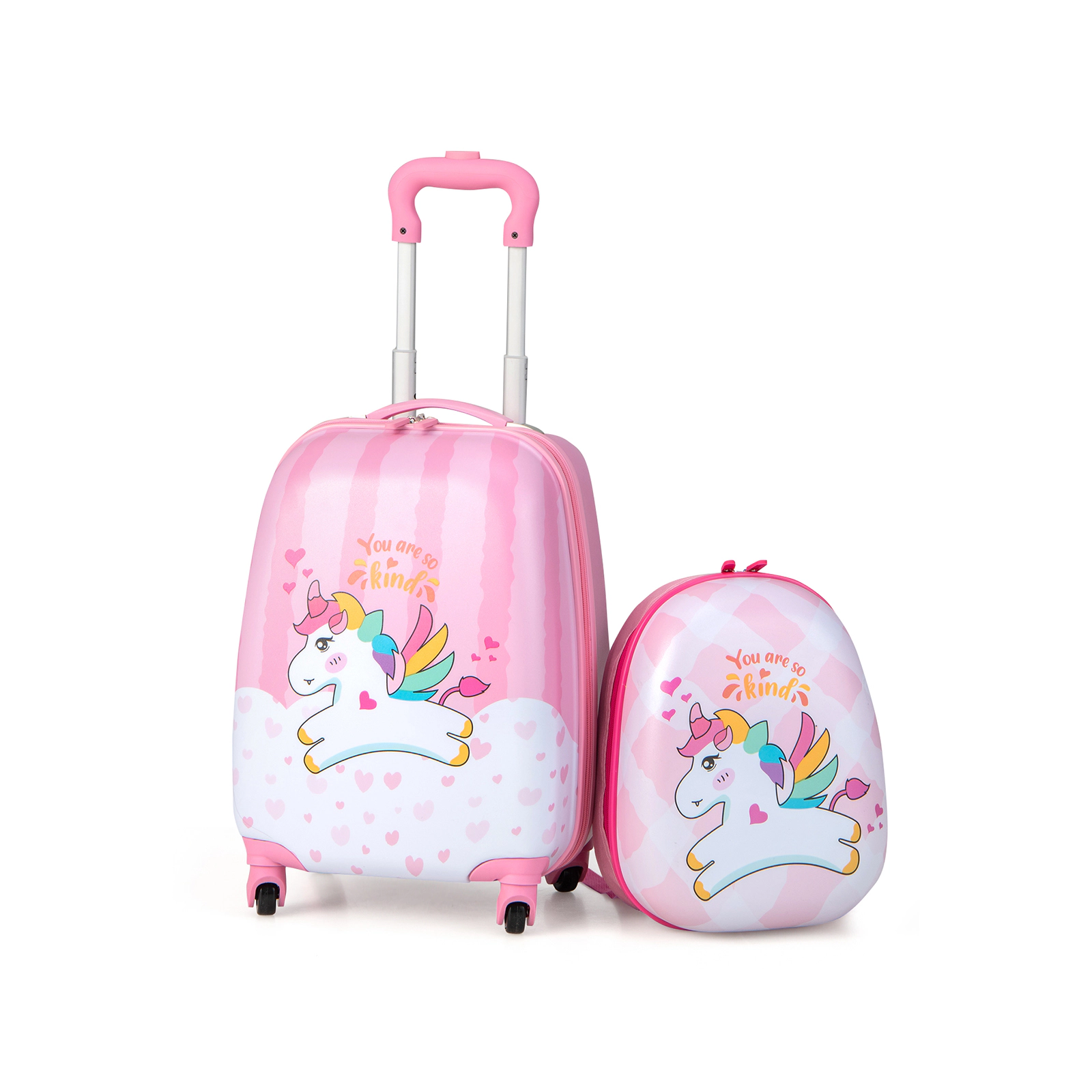 SUGIFT 2-Piece Kids Luggage Set with 18-in Rolling Suitcase 13-in Backpack and 3-Level Telescoping Handle