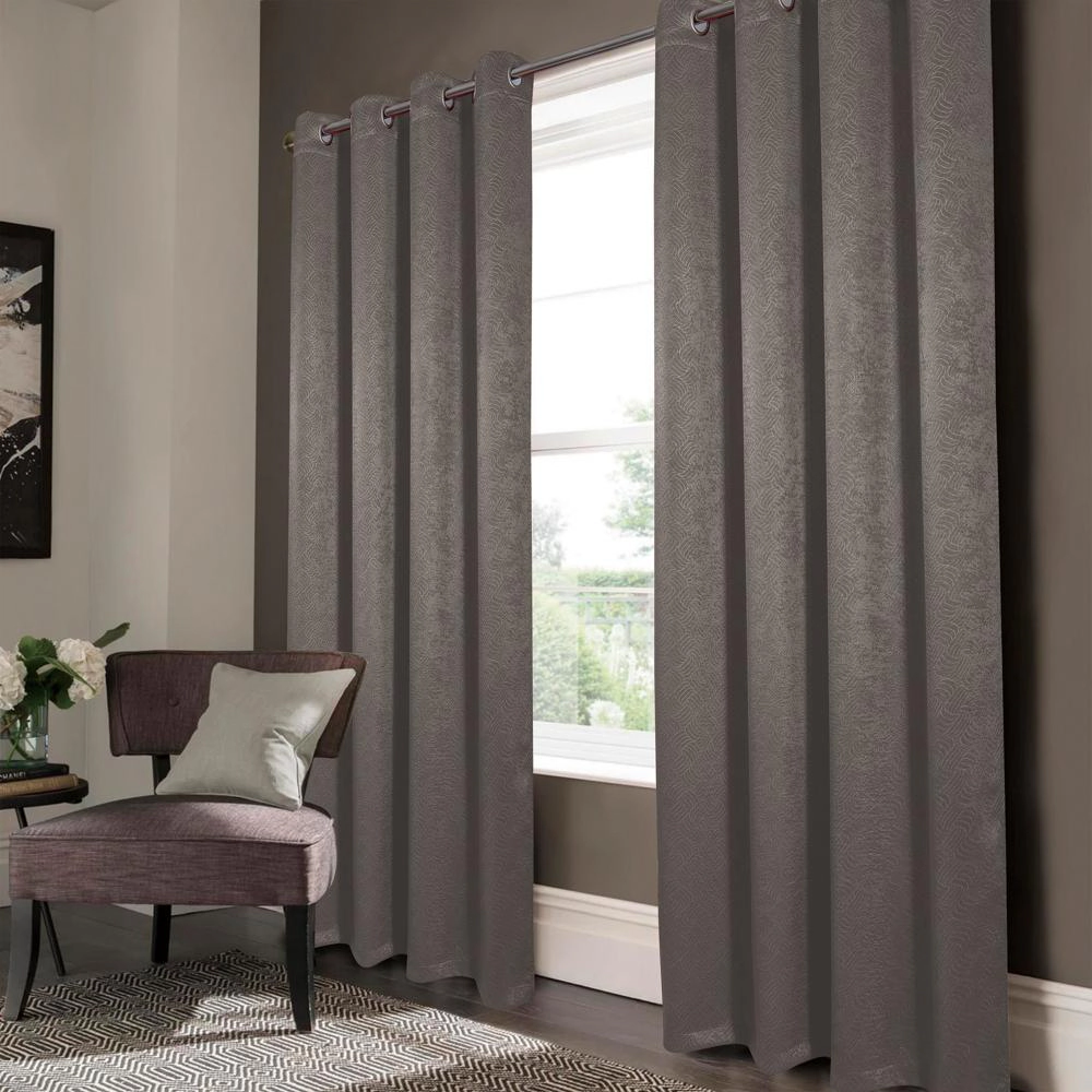 RT Designers Nellie Embossed Blackout Grommet Panel - 52x95", Charcoal