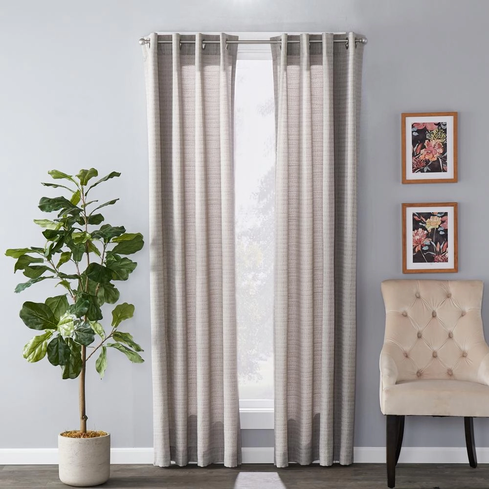 SKL Home Saturday Knight Ltd Maeve Sophisticated Yarn Dyed Woven Horizontal Pattern SunSafe Window Panel - 40X95", Gray