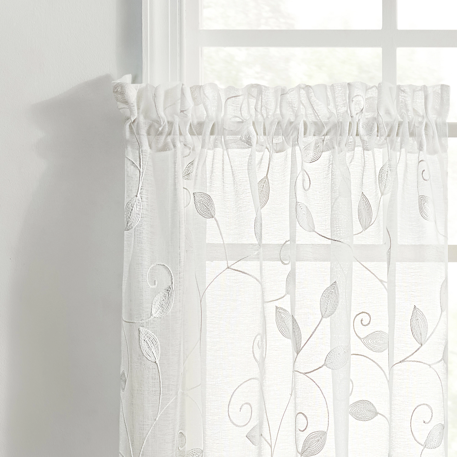 Ellis Curtain Chatham 100% Polyester Embroide Sheer Rod Pocket Tiers