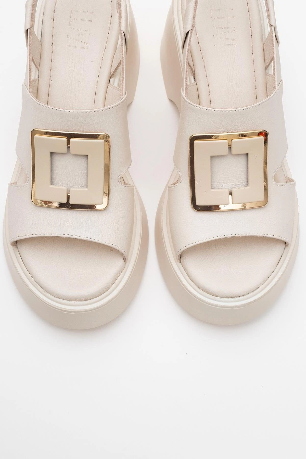 Forever & Always Womens Lucia Leather Buckle Platform Sandals
