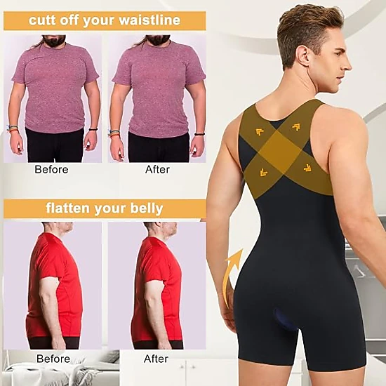 Nebility Mens Sleeveless Compression Bodysuit