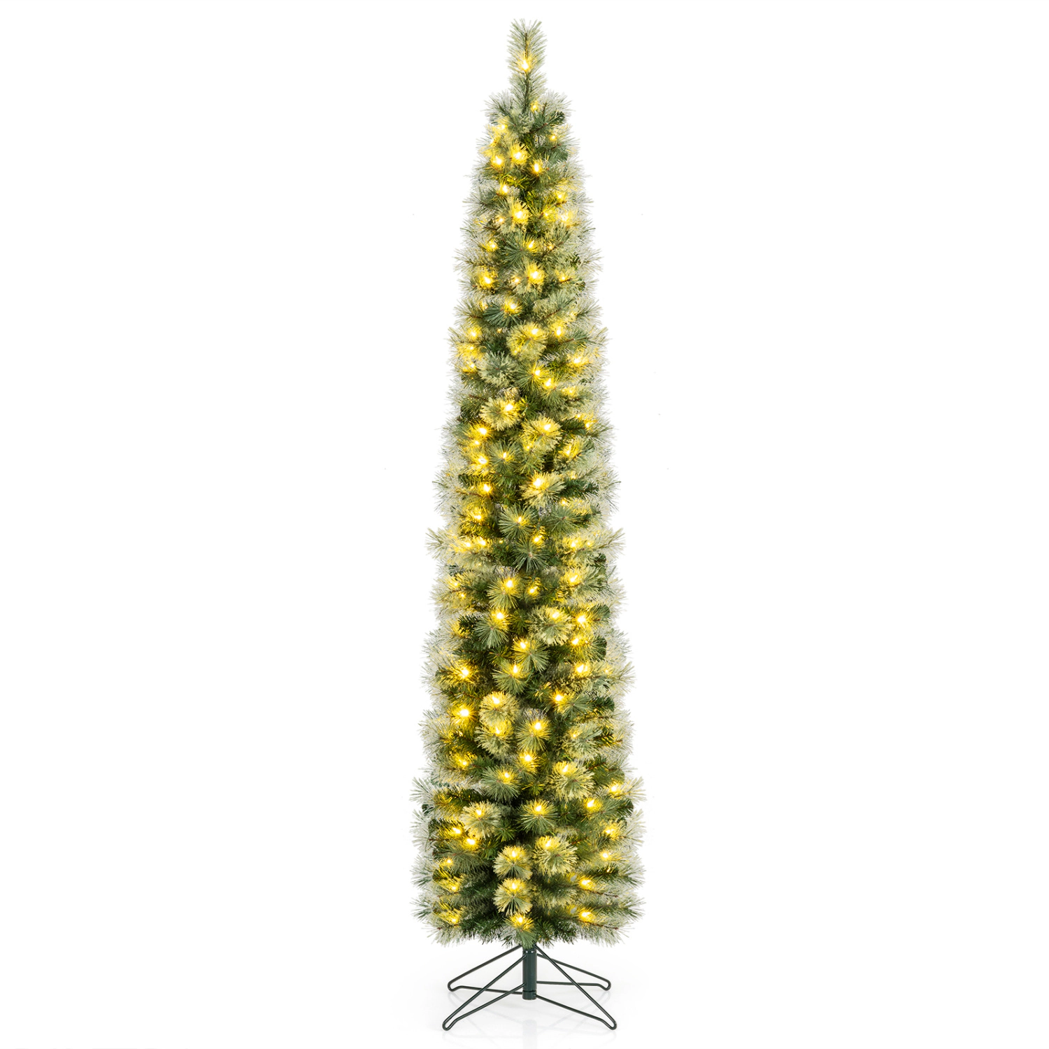 SlickBlue Pre-Lit Slim Christmas Tree with Warm White LED Lights