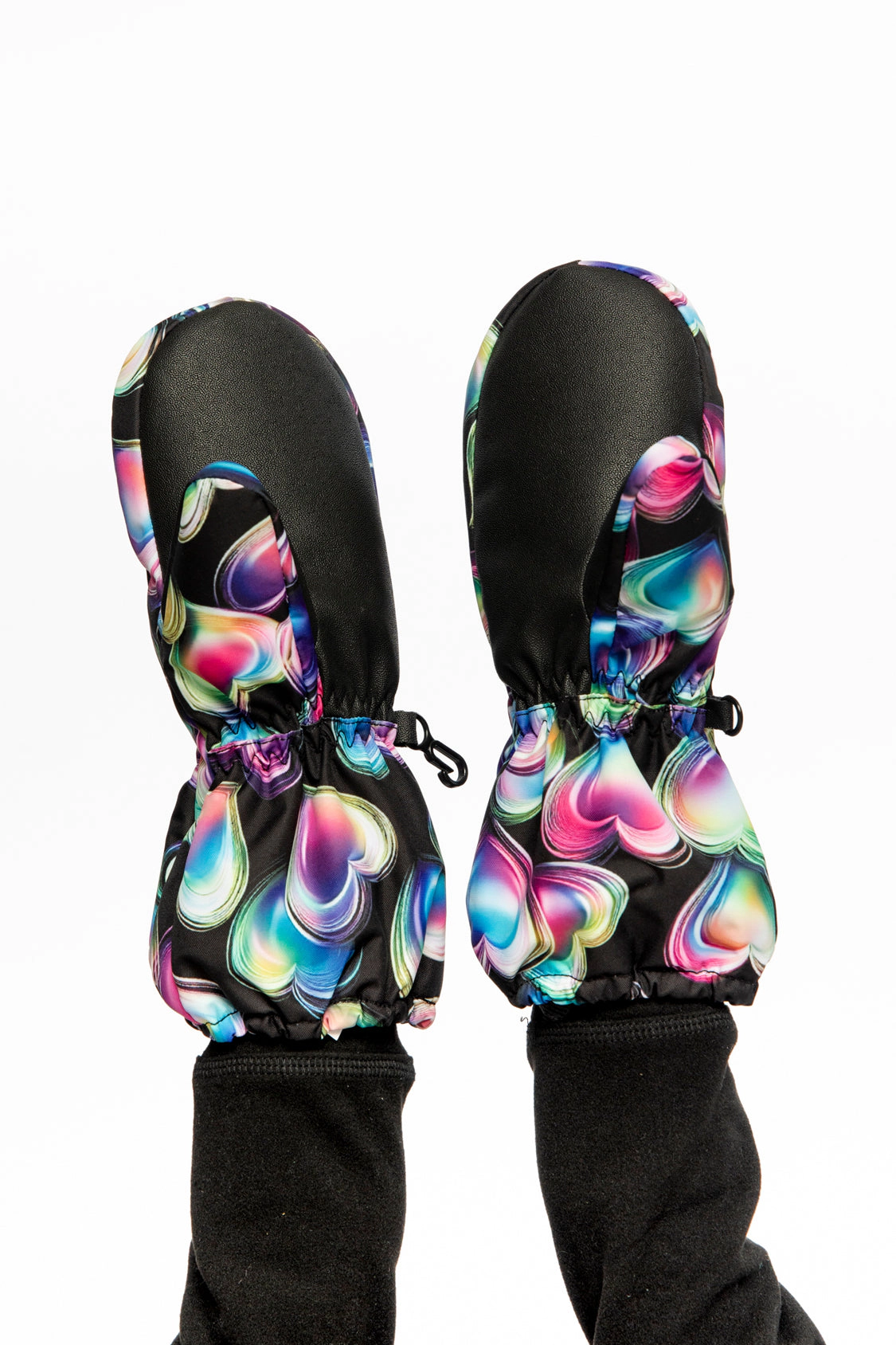 Deux par Girls Play Heart Print Waterproof Winter Mittens with Rubberized Palm