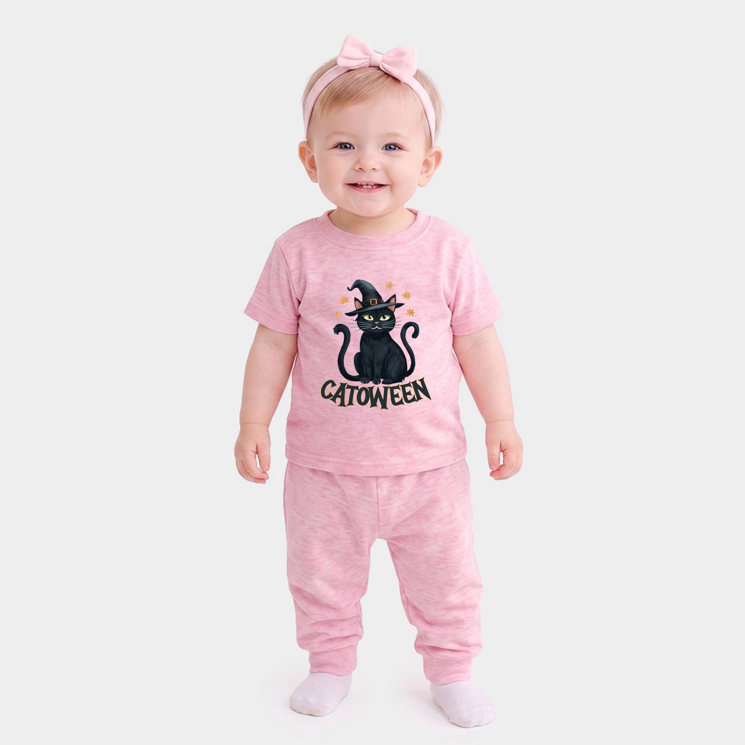 The Juniper Shop - Infant Jogger Pant Crew Set of 2 Catoween Cat