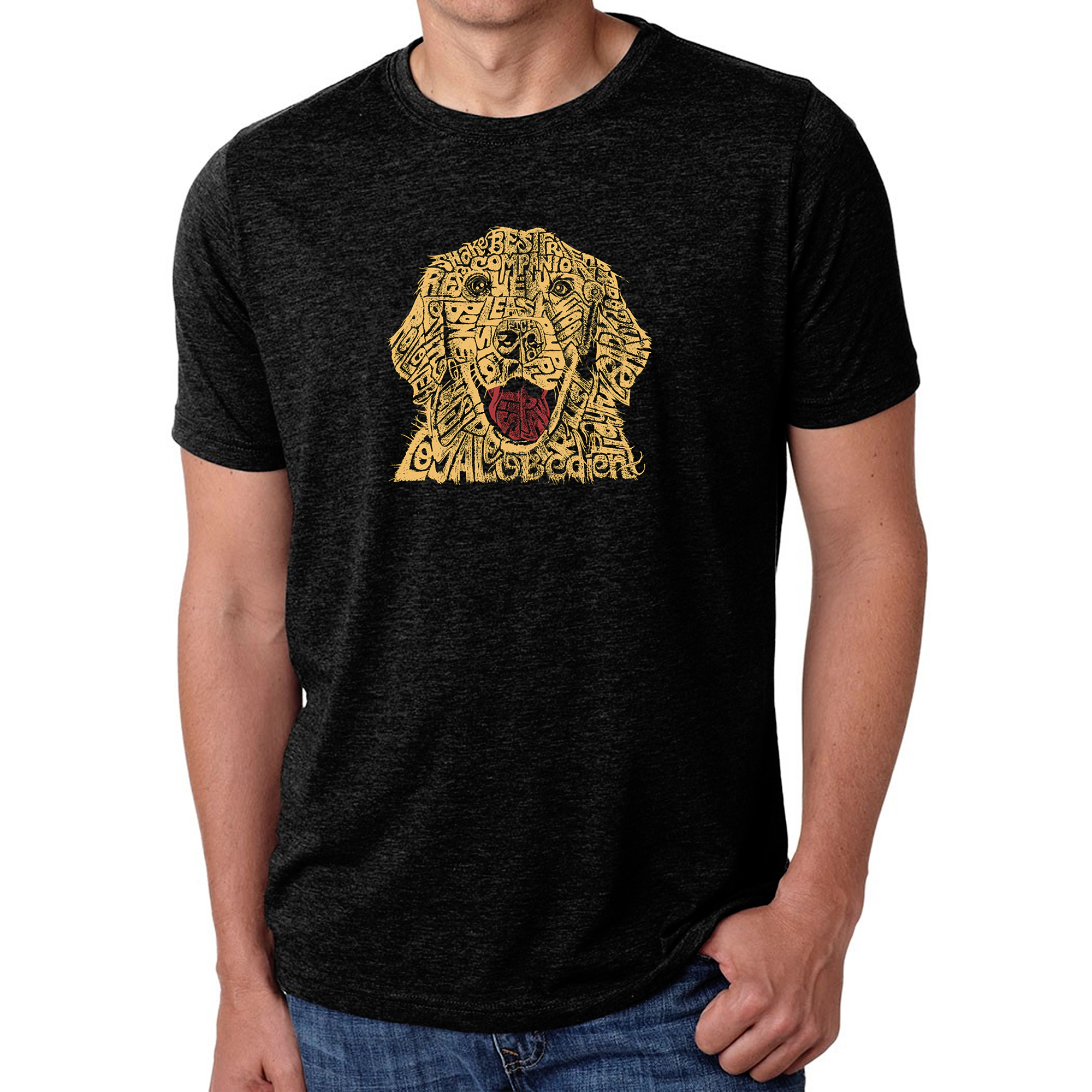 LA Pop Art Men's Cotton/Poly Blend Word T-Shirt - Dog