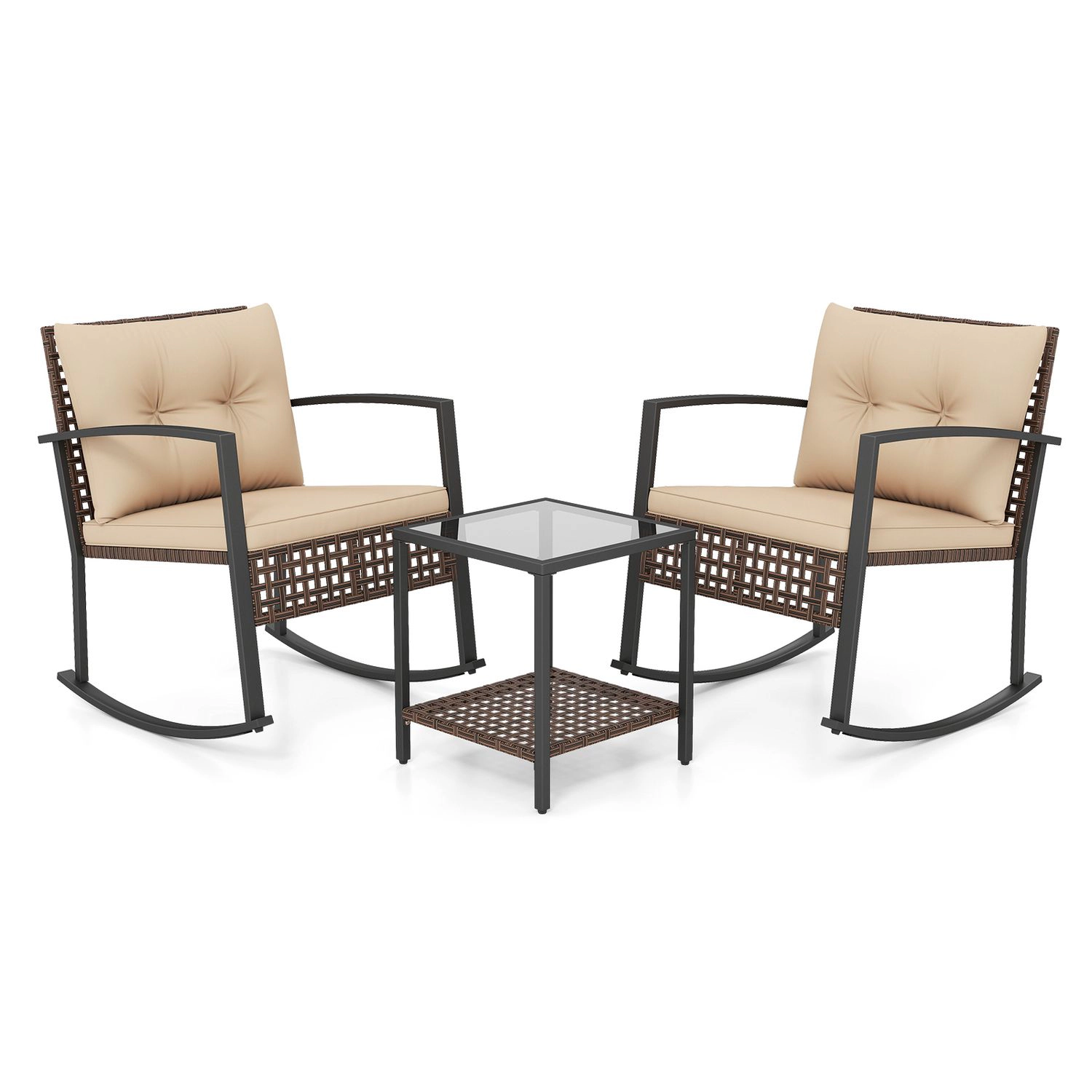 LJG 3-Piece Outdoor Rocking Chair Set