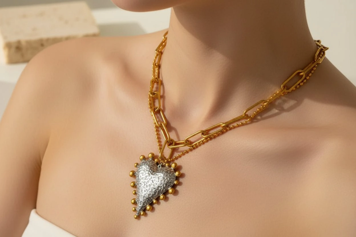 DressAtR Women's Shell Pearl Chain 18K Gold Plated Necklace
