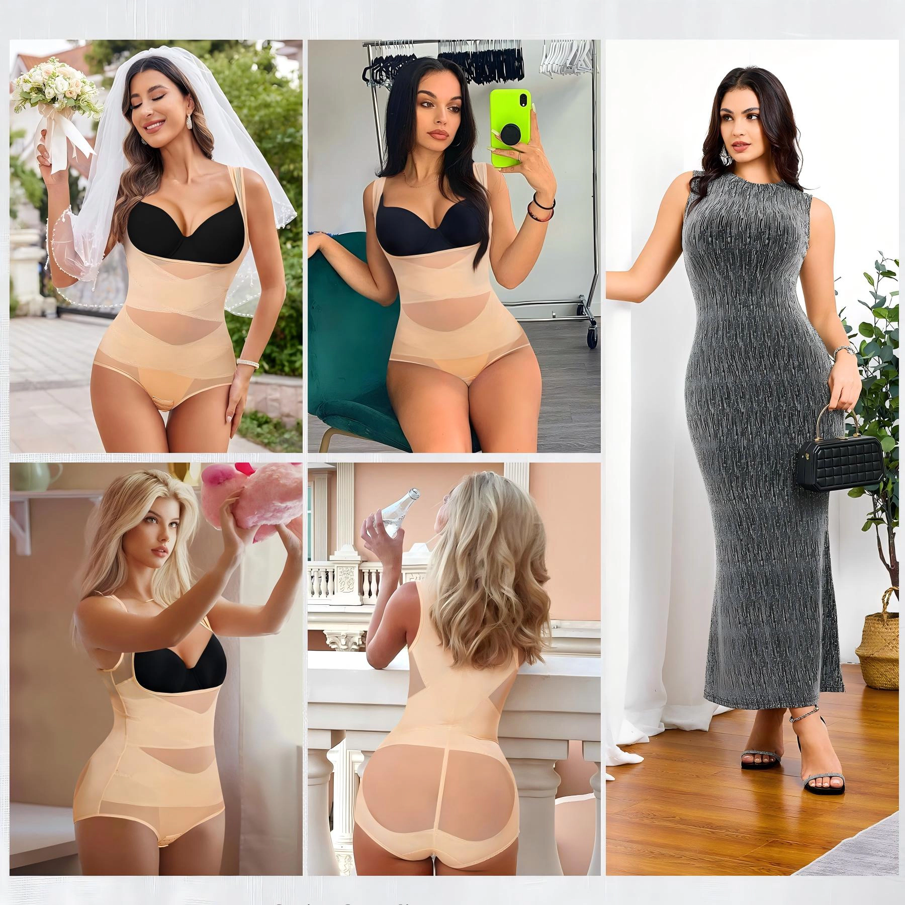 Nebility Womens Open Bust Tummy Control Shapewear Bodysuit