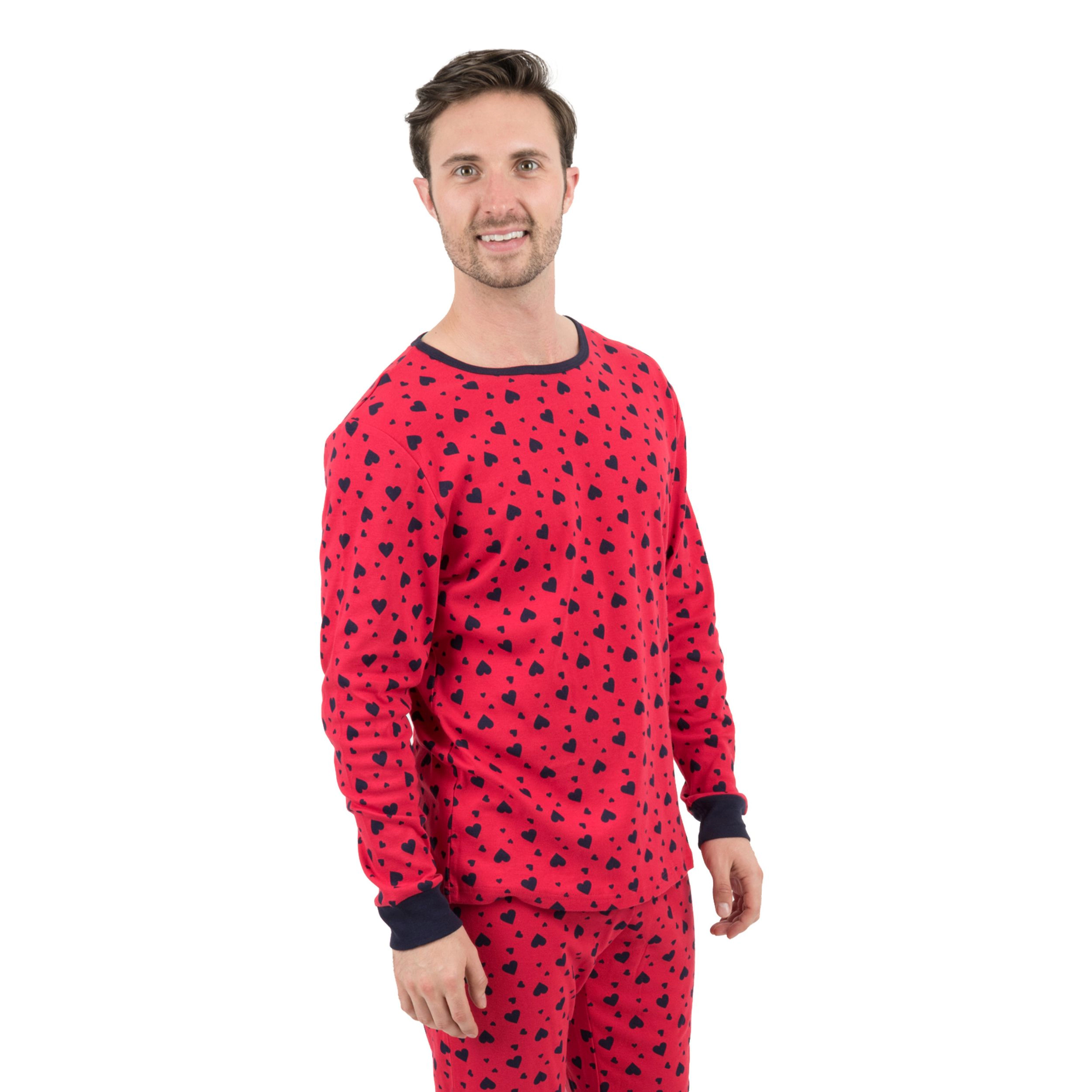 Leveret Men's 2-Piece Cotton Snug Fit Valentine Hearts Pajama Set