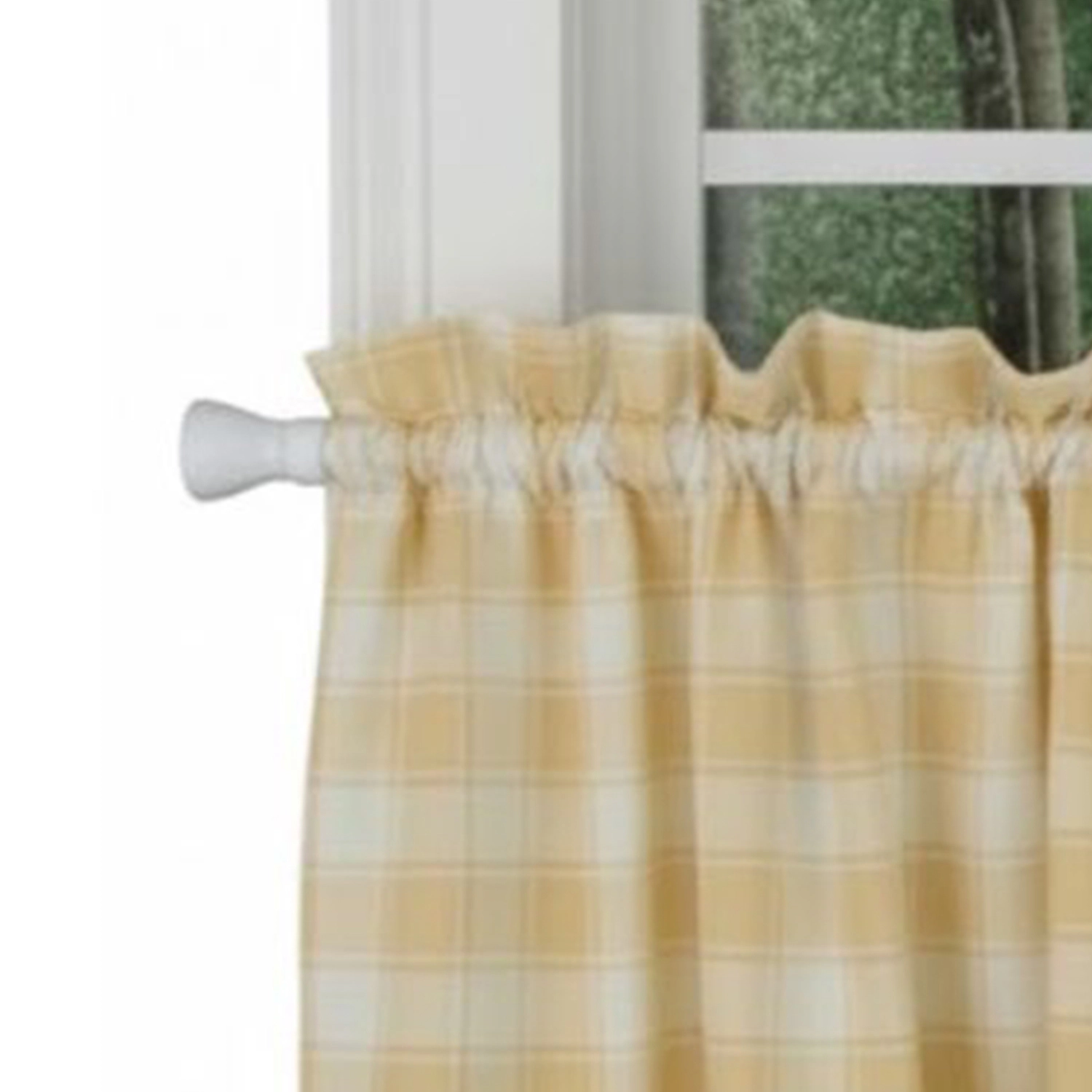 ELLIS 50% Polyester 50% Cotton Country Check Tailored With 1.5" Rod Pocket Tiers 56" x 24" Butter