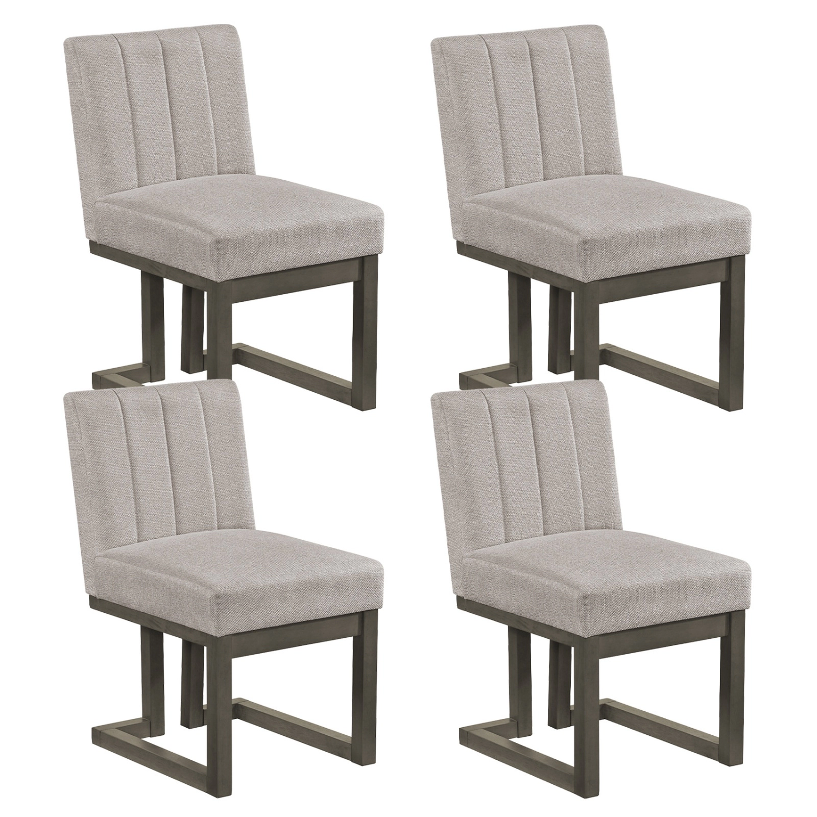 SUGIFT Modern Farmhouse 5.5 Thickened Padded Seat 330-lb Set of 4 Fabric Dining Chairs