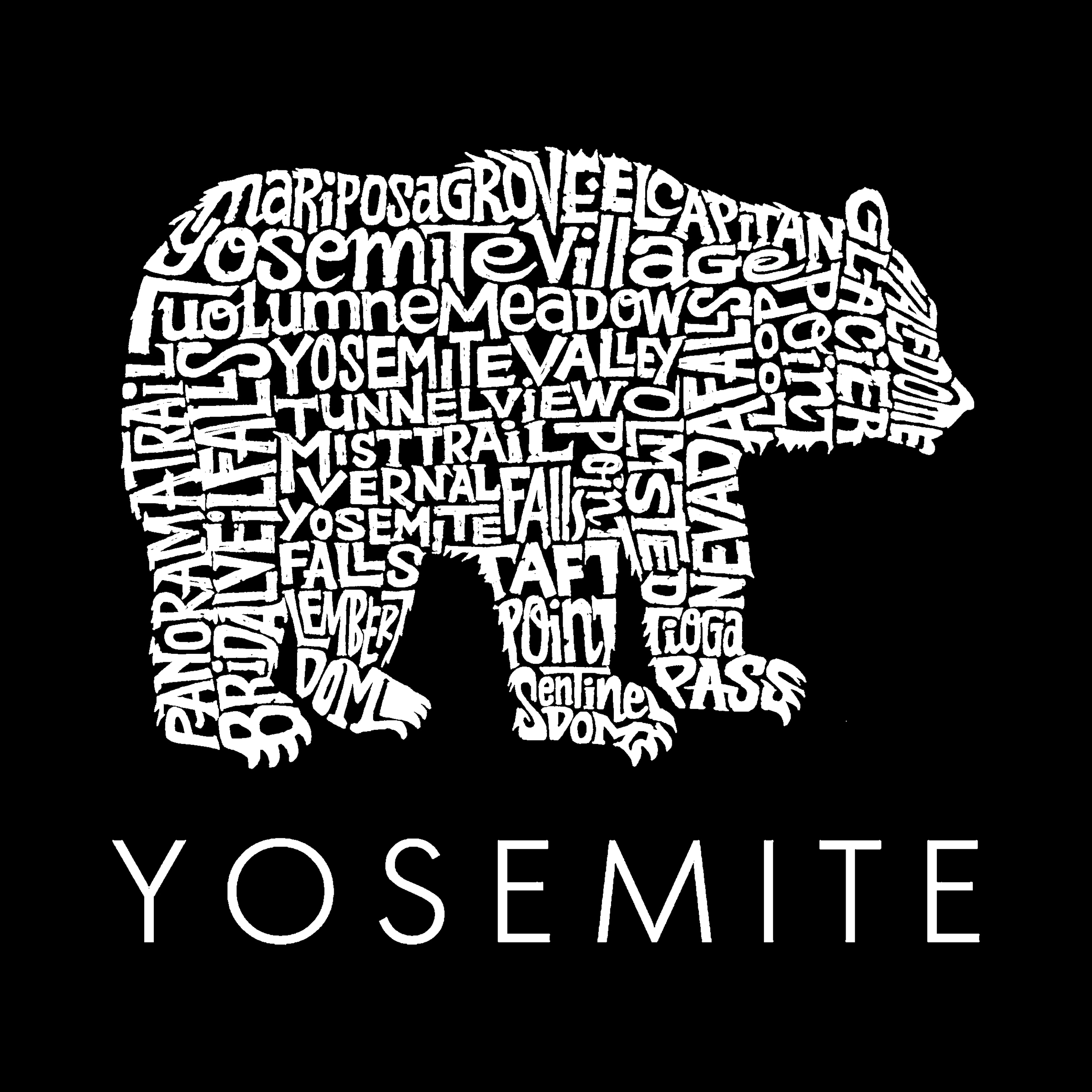 LA Pop Art Men’s Yosemite Bear Word T-Shirt - 100% Cotton Crew Neck, Regular Fit, Short Sleeve
