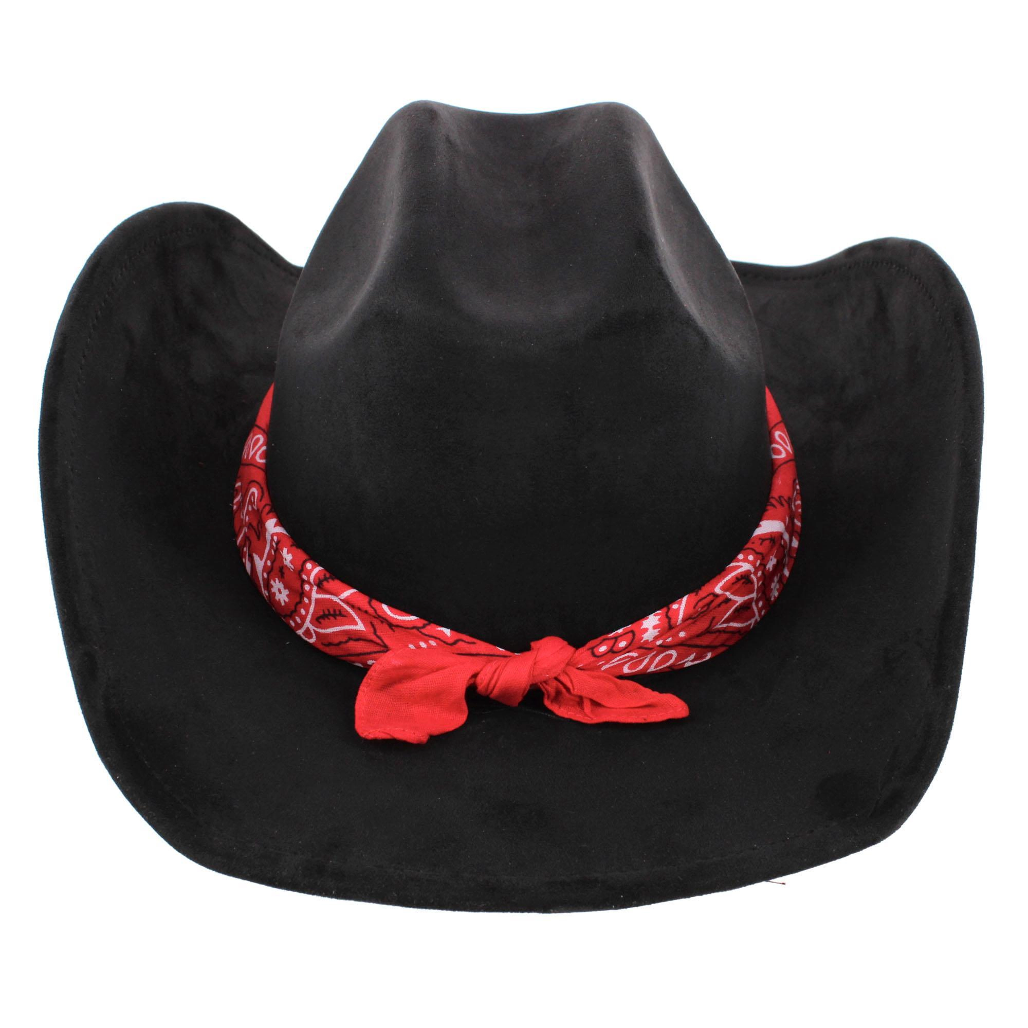 CTM Women's Cowboy Hat with Paisley Bandana Scarf