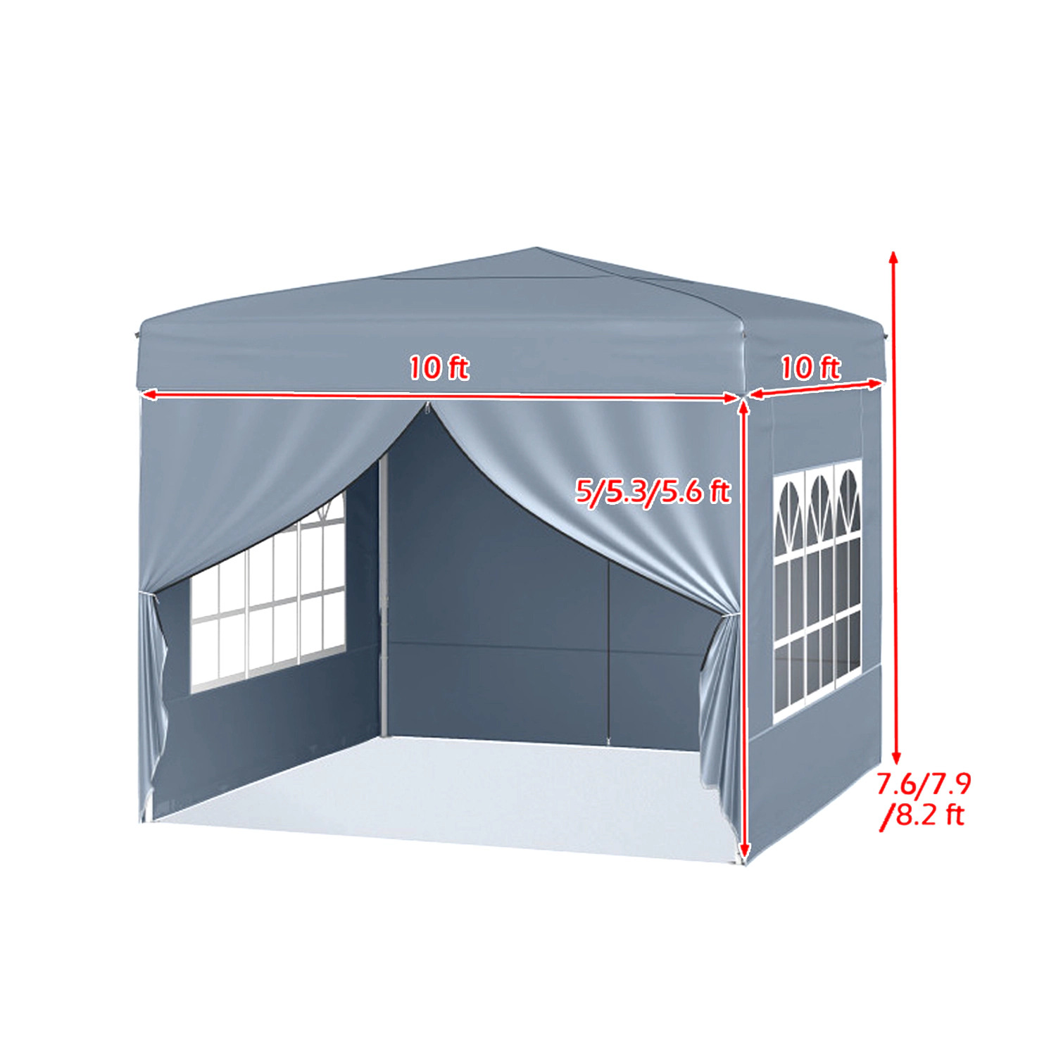 Hivvago Commercial 10x10 Pop-Up Tent with Four Enclosed Panels for Sun and Wind Protection