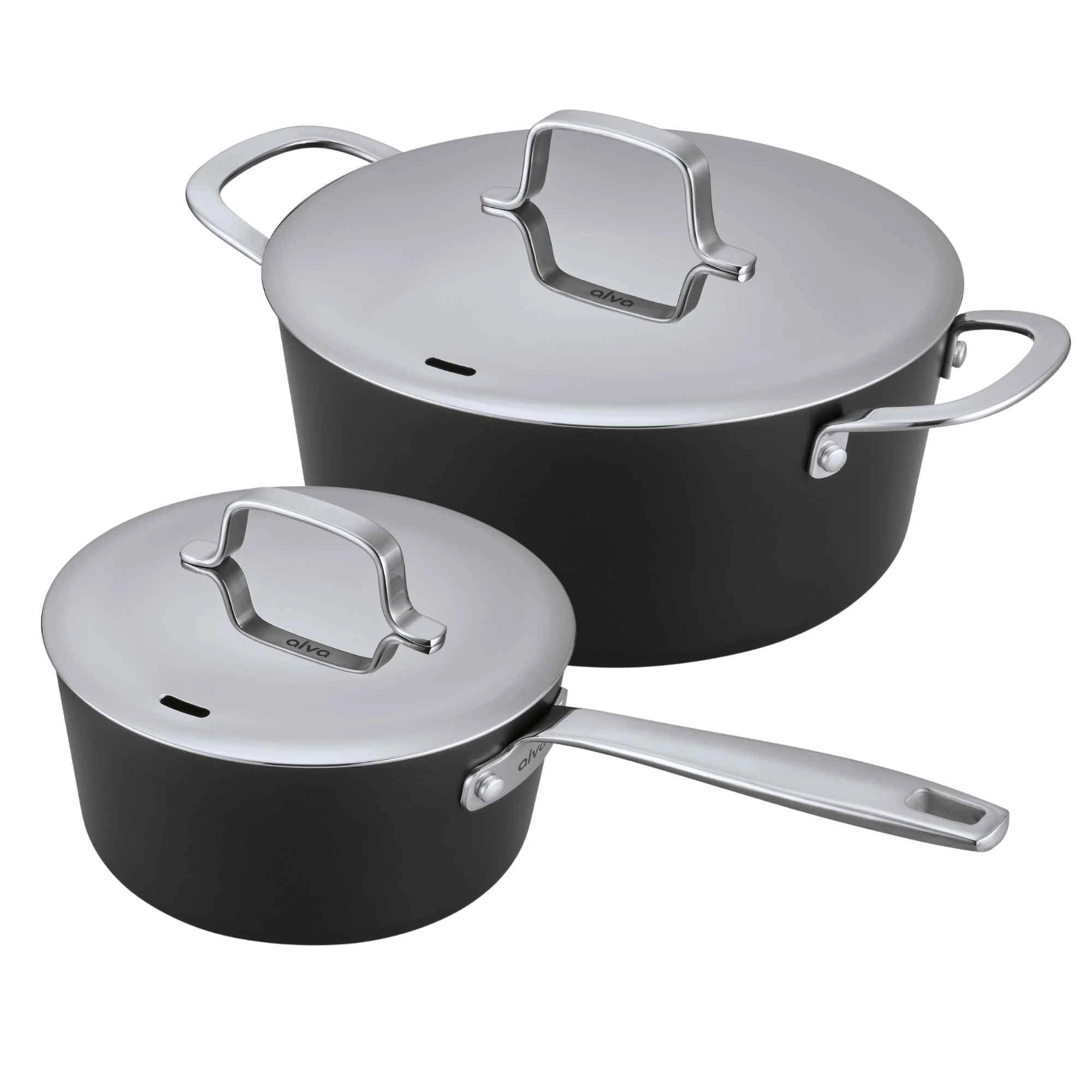 Alva Maestro Ceramic Nonstick Cookware Set - 2QT Saucepan & 5QT Stockpot with Lids