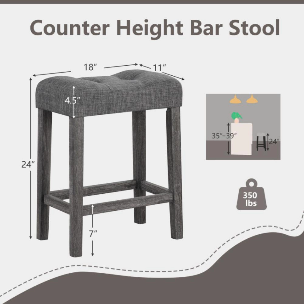 Hivvago Set of 2 Saddle-Seat Bar Stools with Padded Cushions
