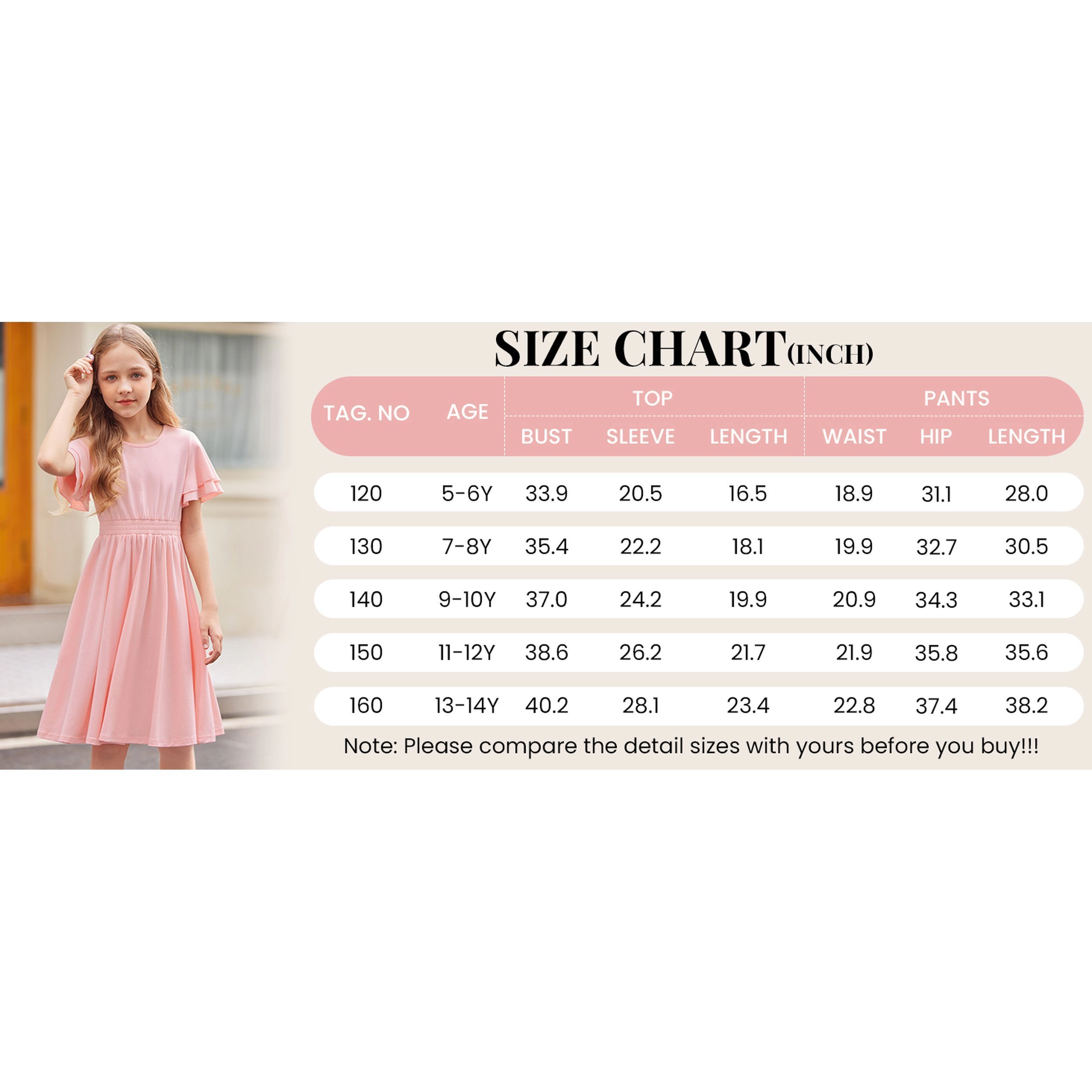 Arshiner Dress For Girls Plain Shirred High Waist Flowy Casual Party Aline Sundress