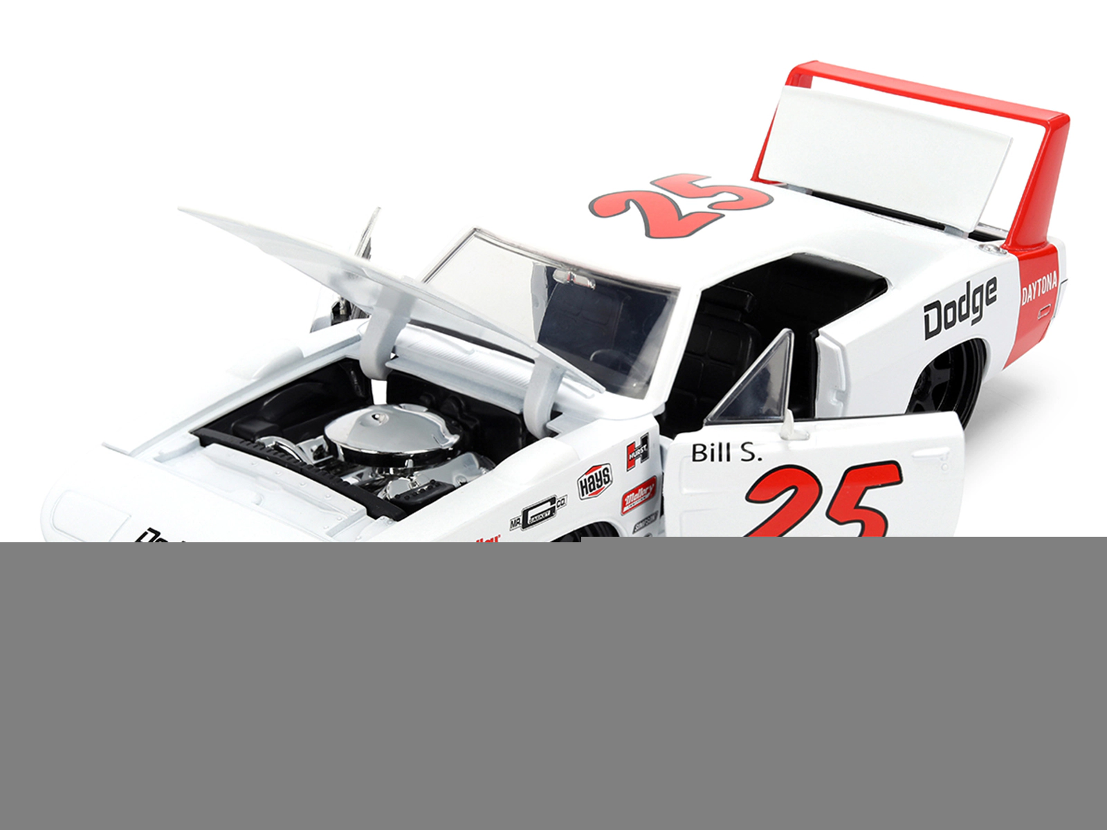 Jada 1969 Dodge Charger Daytona #25 White with Red Stripes "Bigtime Muscle" Series 1/24 Diecast Model Car by Jada
