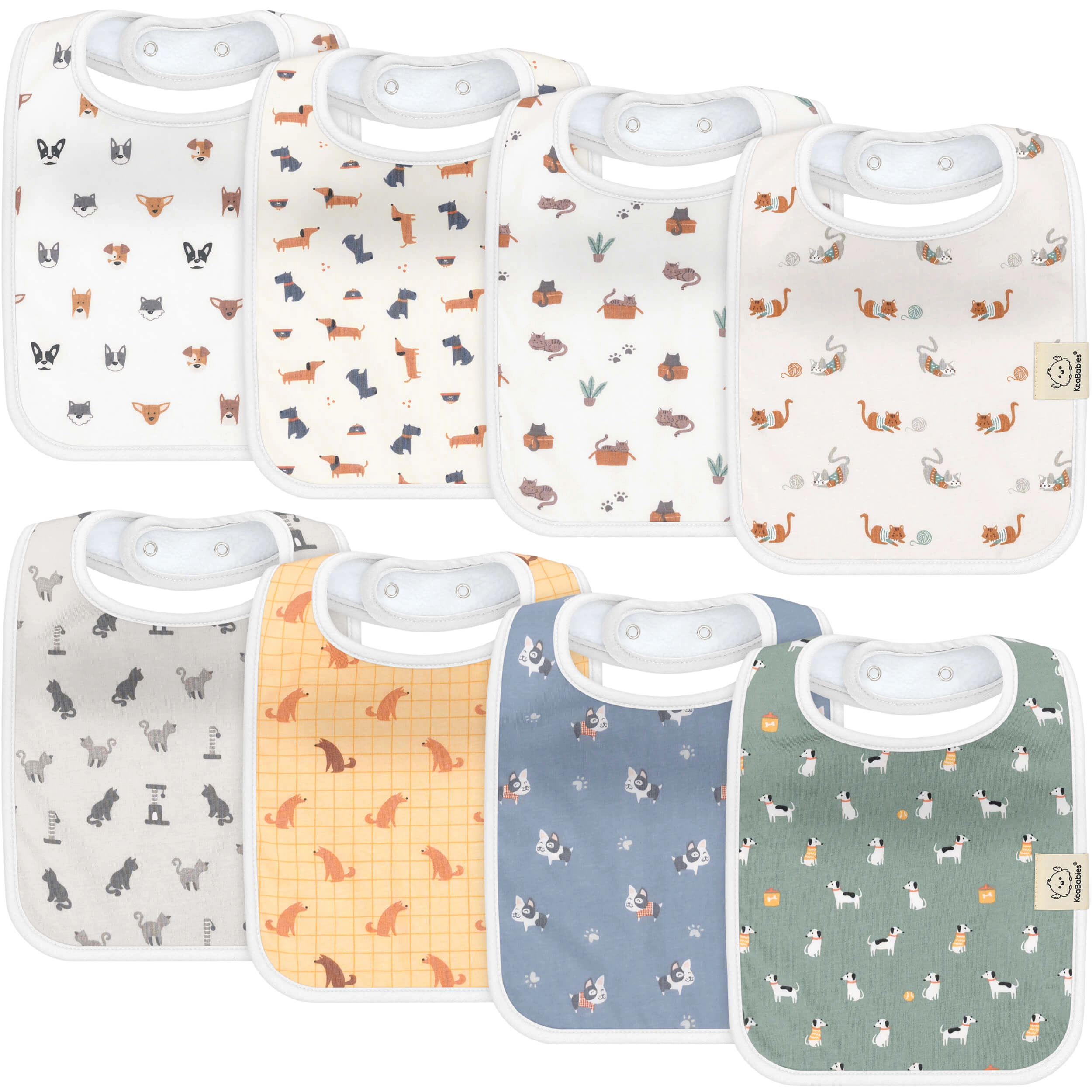 KeaBabies 8-Pack Coast Drool Bibs
