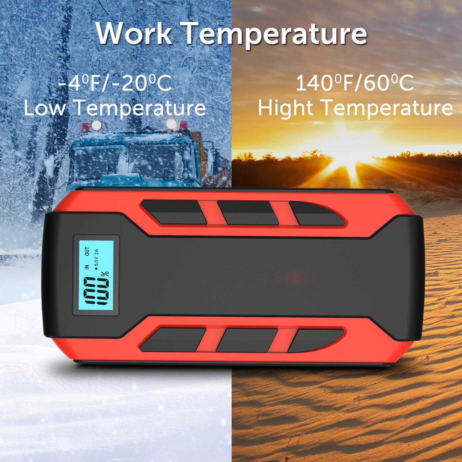 Alpha Digital 800A Peak, 10,000mAh, 6.0L Gas/3.0L Diesel - Car Jump Starter