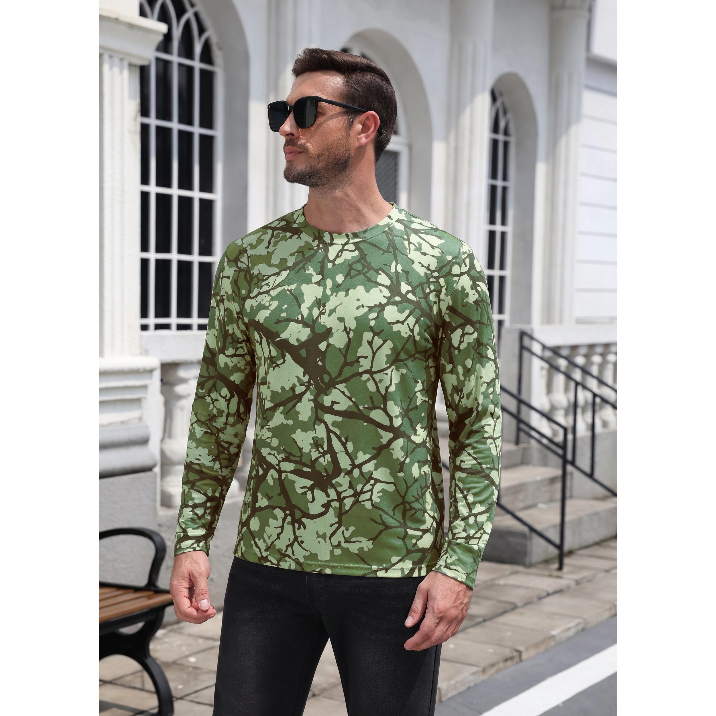 COOFANDY Men's Long Sleeve Camo Crew Neck T-Shirt